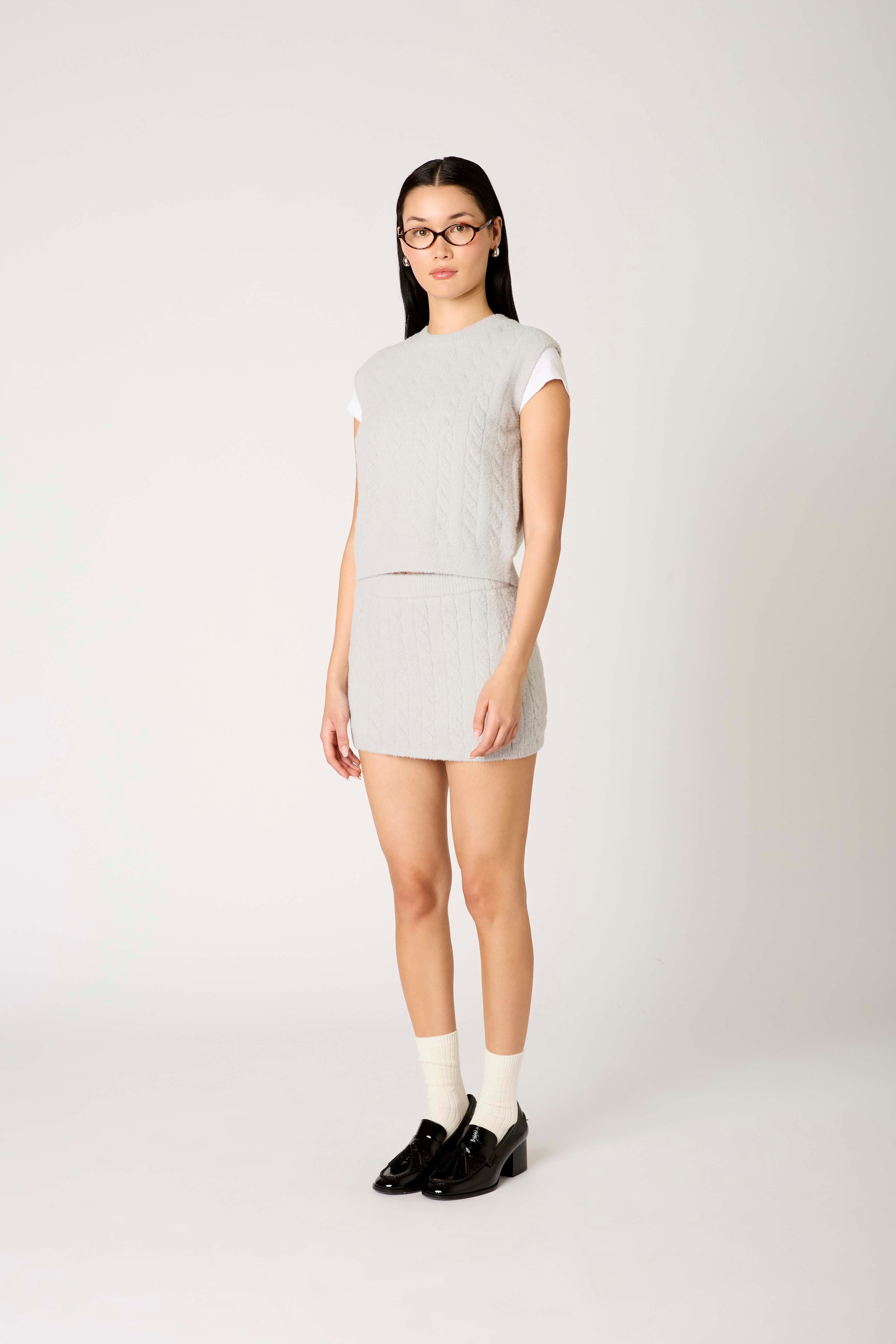 Olivine Sweater Skort in silver side view