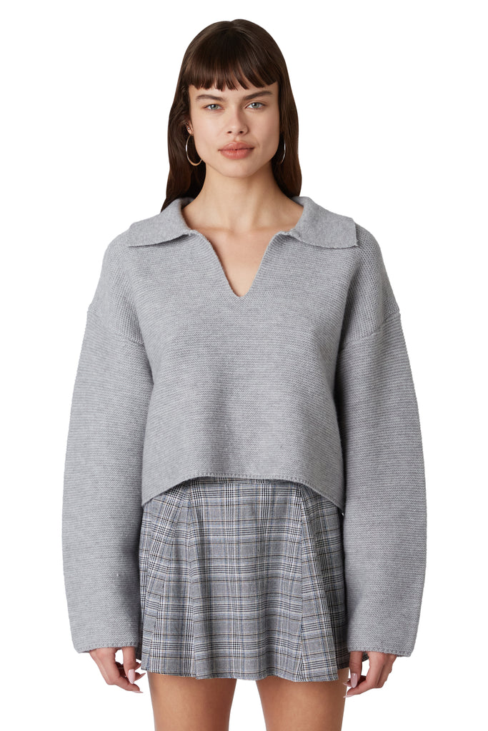 Samira Sweater in heather grey front view