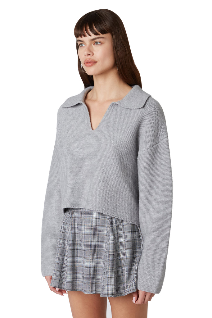 Samira Sweater in heather grey side view