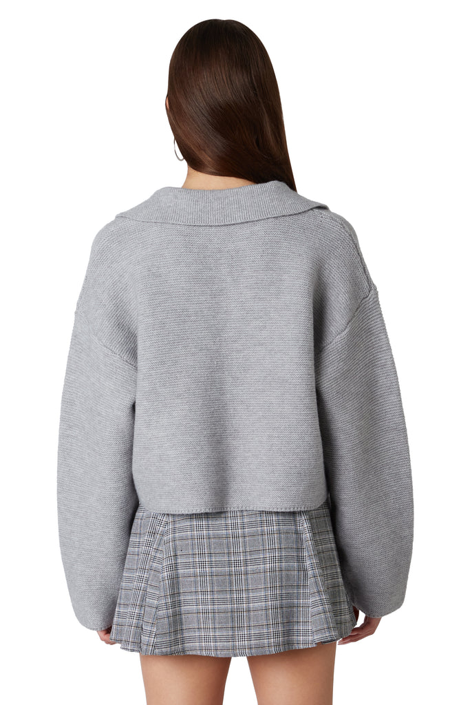 Samira Sweater in heather grey back view