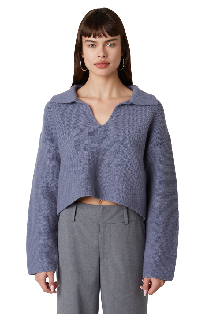 Samira Sweater in slate blue front view