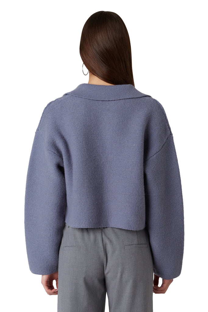 Samira Sweater in slate blue back view