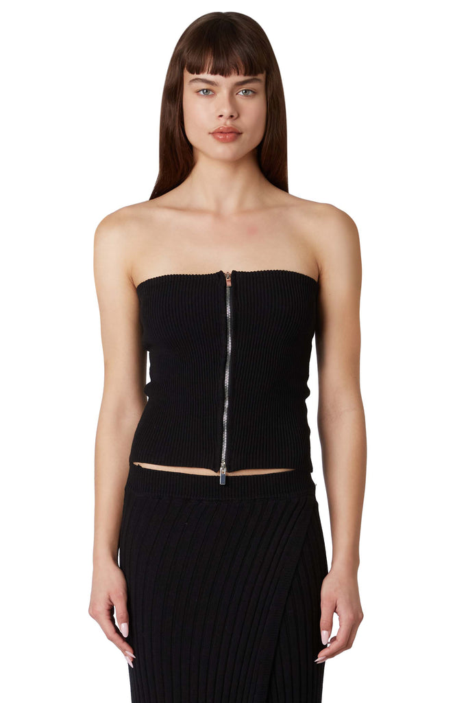 Bahar Knit Tube Top in black front view