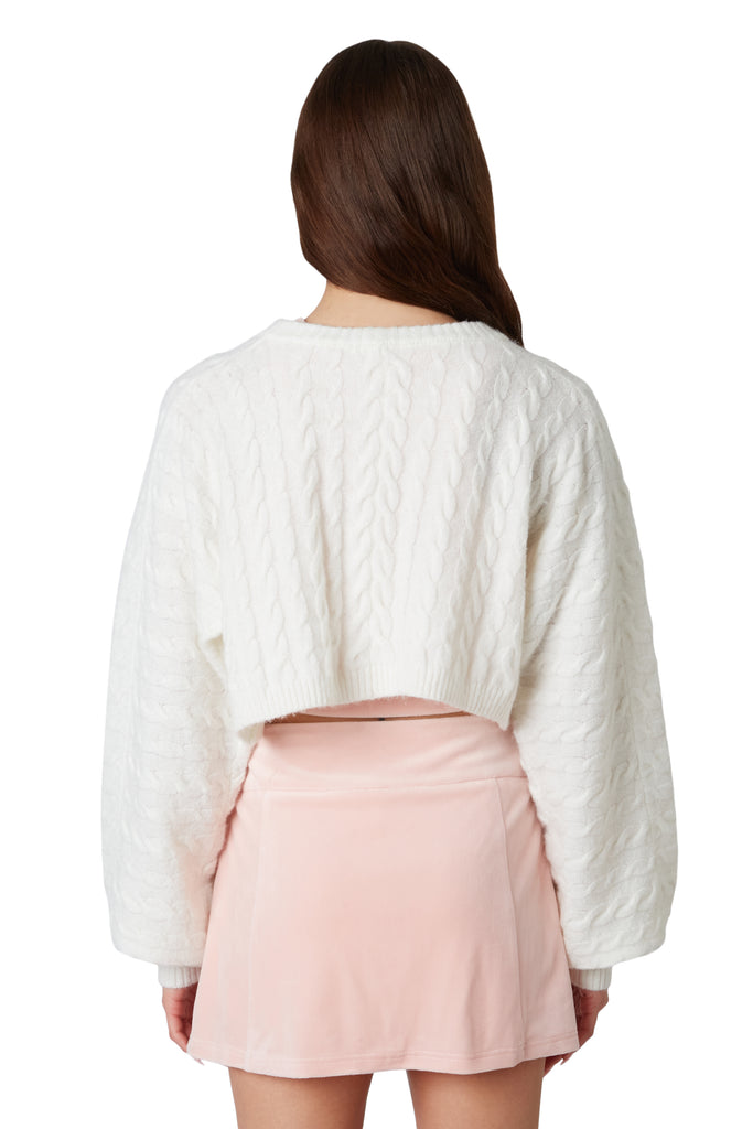 Ava Cardigan in Ivory back view