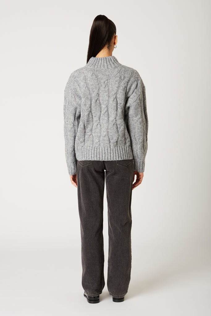 Fiji Sweater in heather grey back view