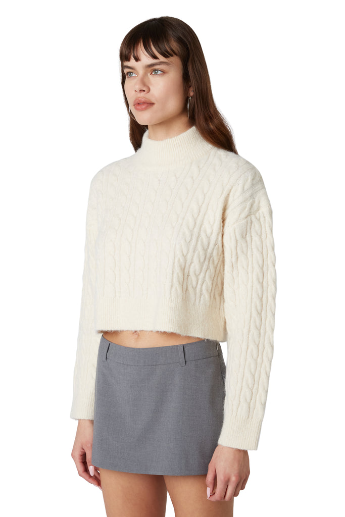 Banff Sweater in ivory side view