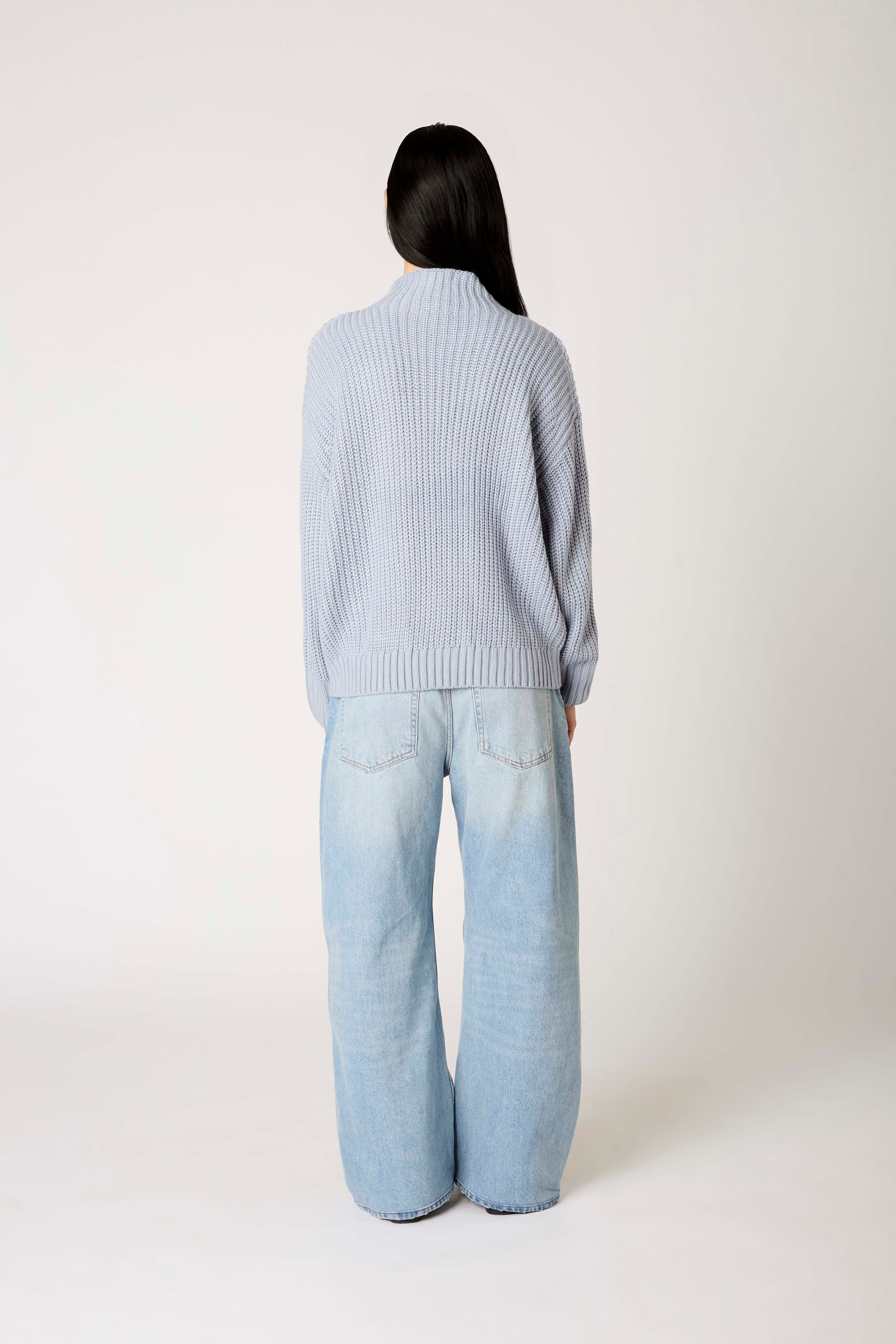 Idyllwild Sweater in dusty blue back view