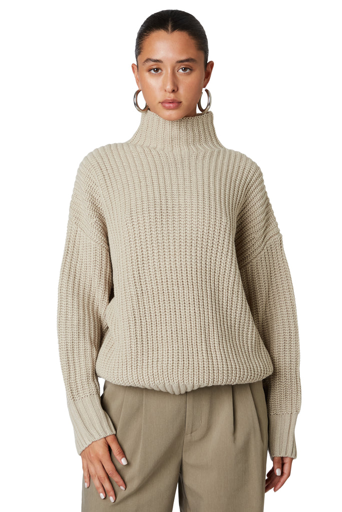 Oatmeal funnel neck sweater front