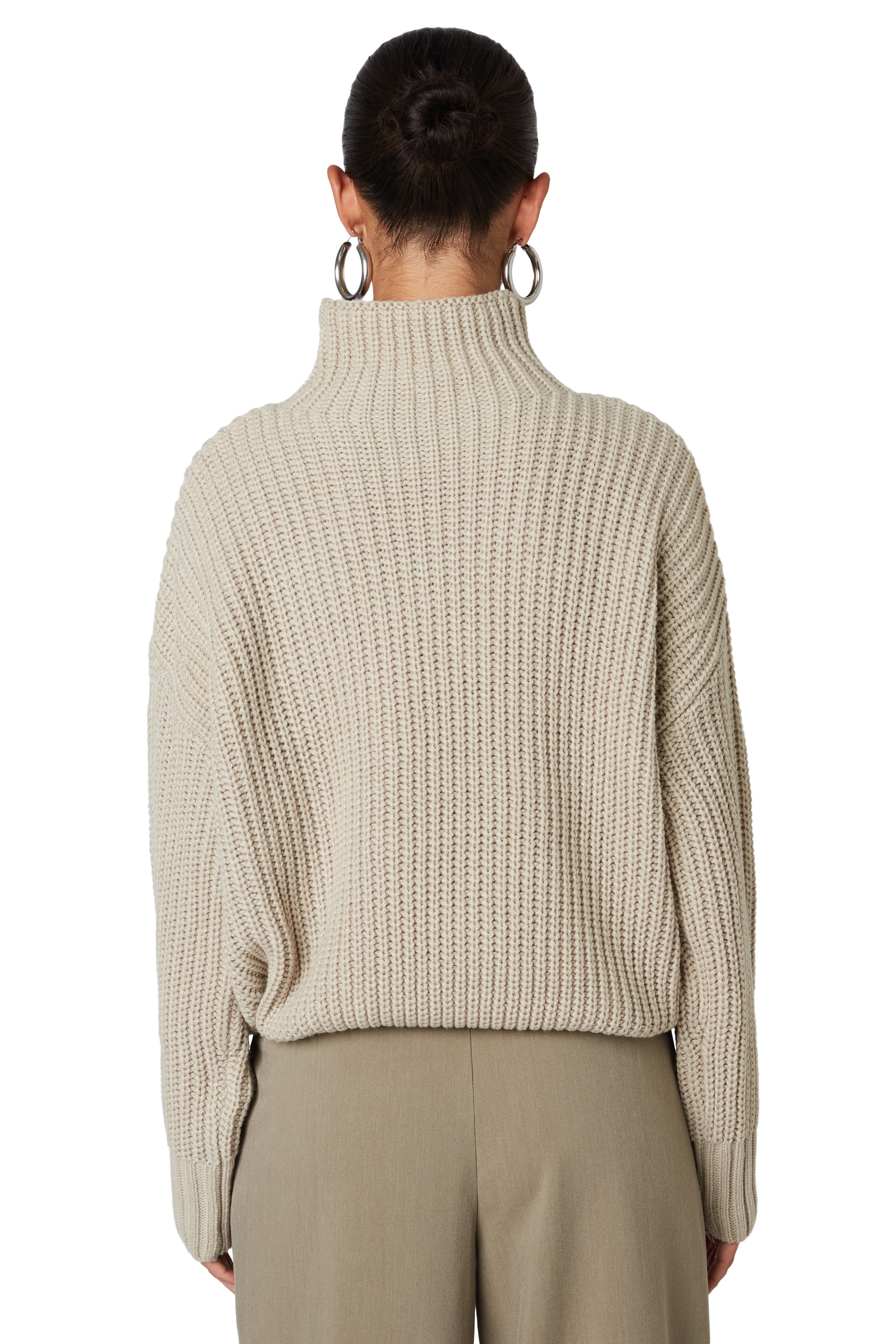 Oatmeal funnel neck sweater back