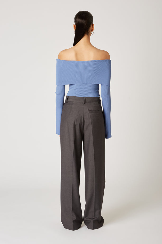 Palmer Sweater in slate blue back view