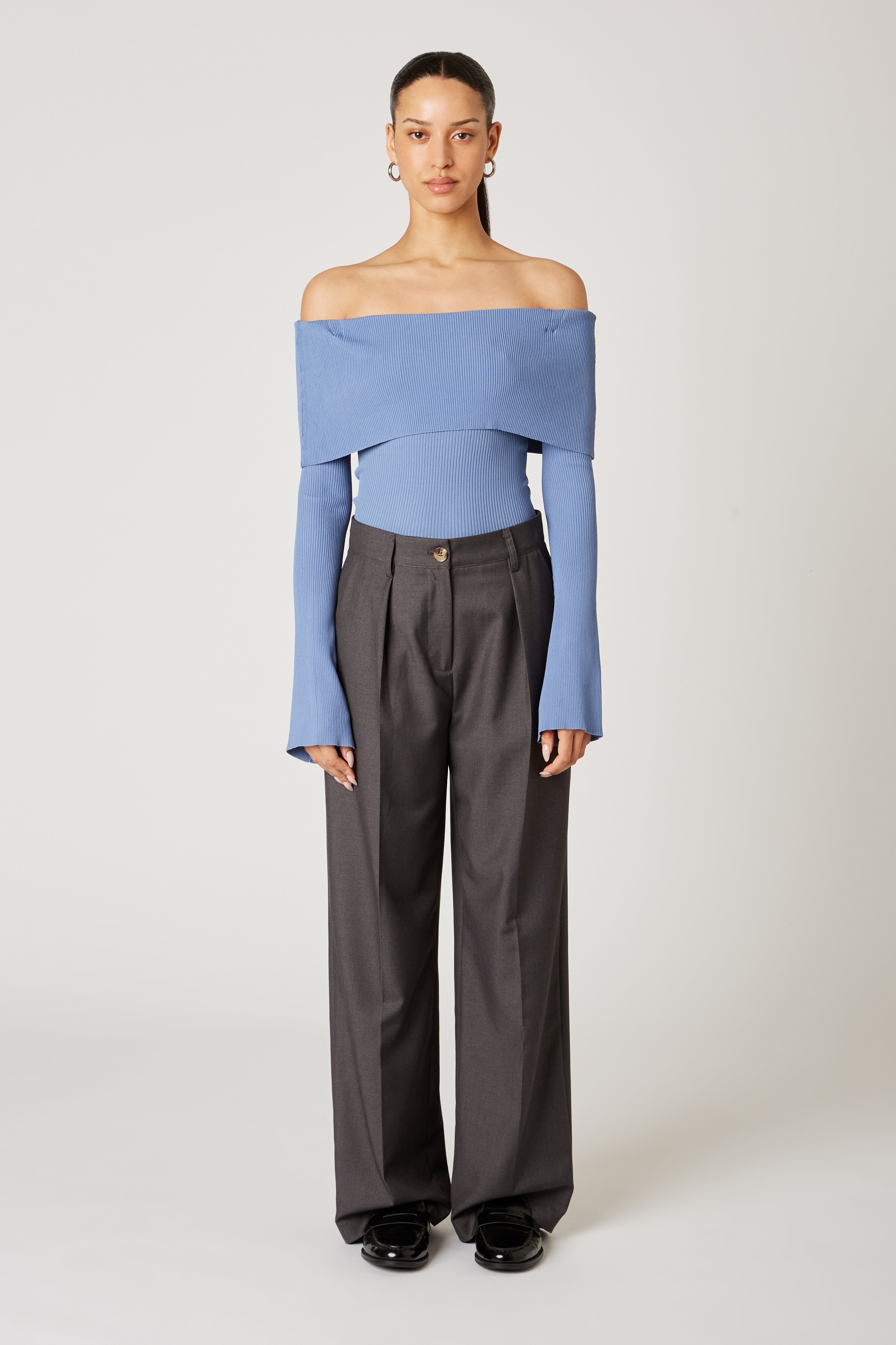 Palmer Sweater in slate blue front view