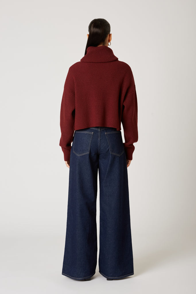 Gstaad Sweater in cherry cola back view