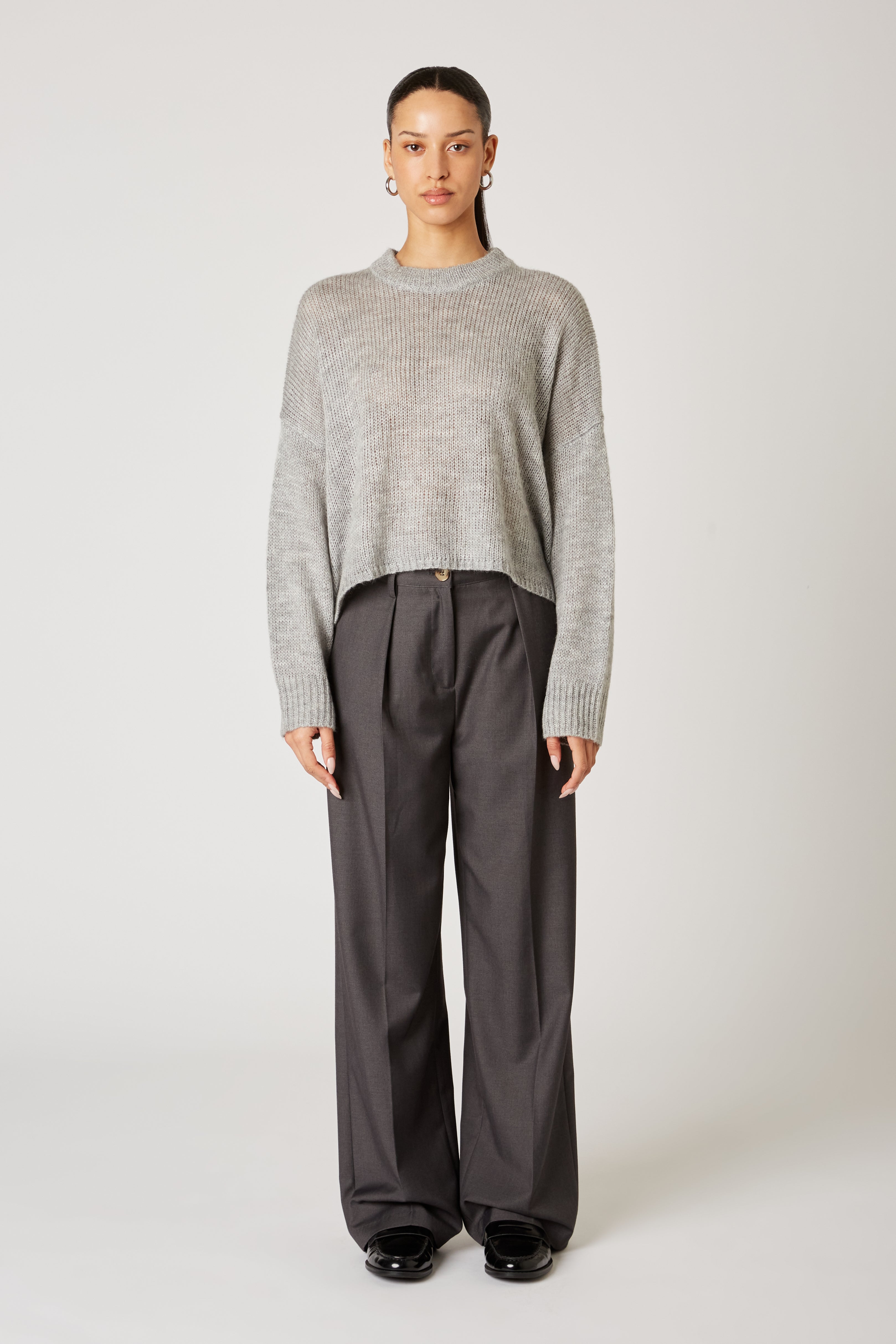 Ariana Sweater in heather grey front view