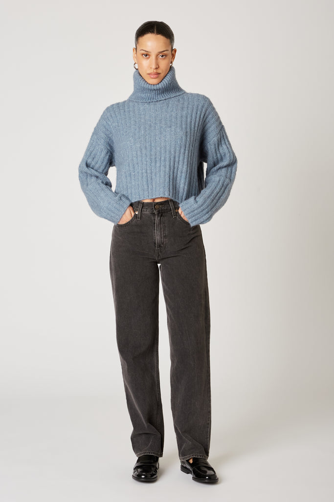 Bruni Sweater in stone blue front view