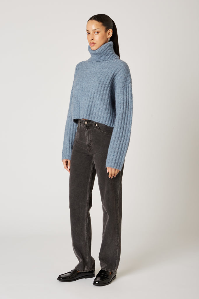 Bruni Sweater in stone blue side view