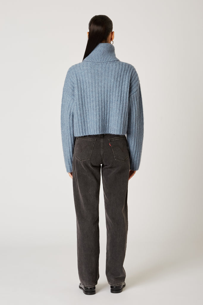 Bruni Sweater in stone blue back view