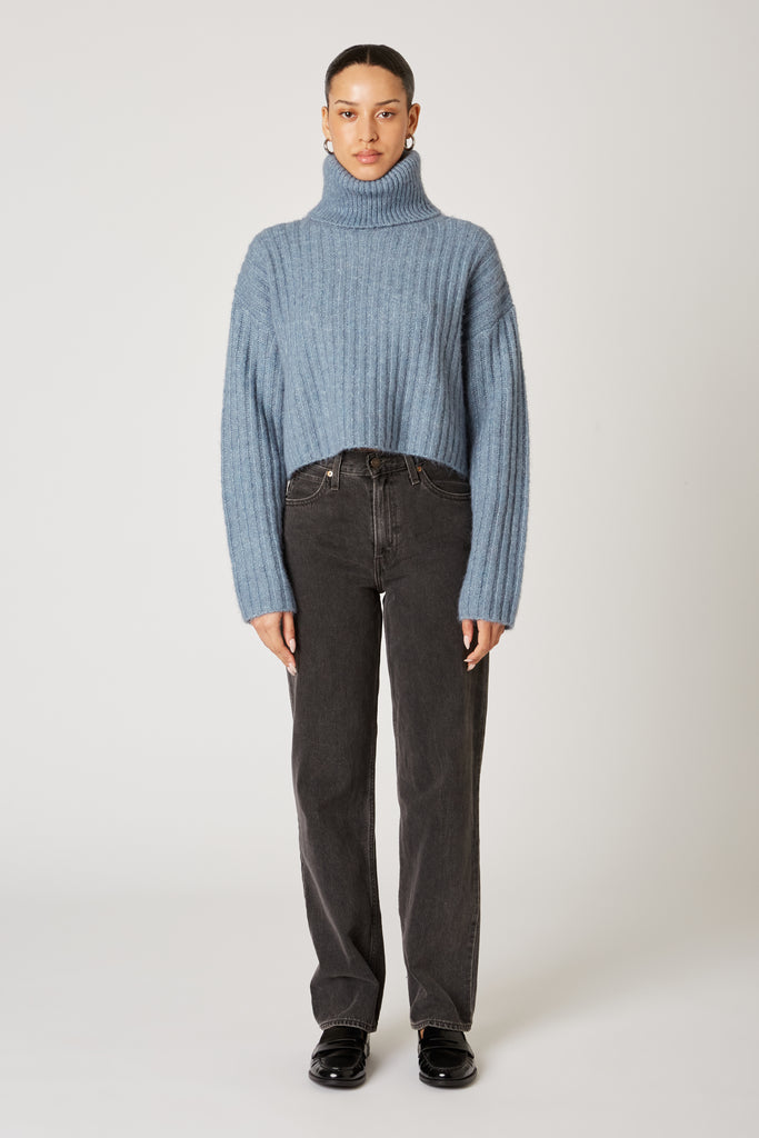 Bruni Sweater in stone blue front view