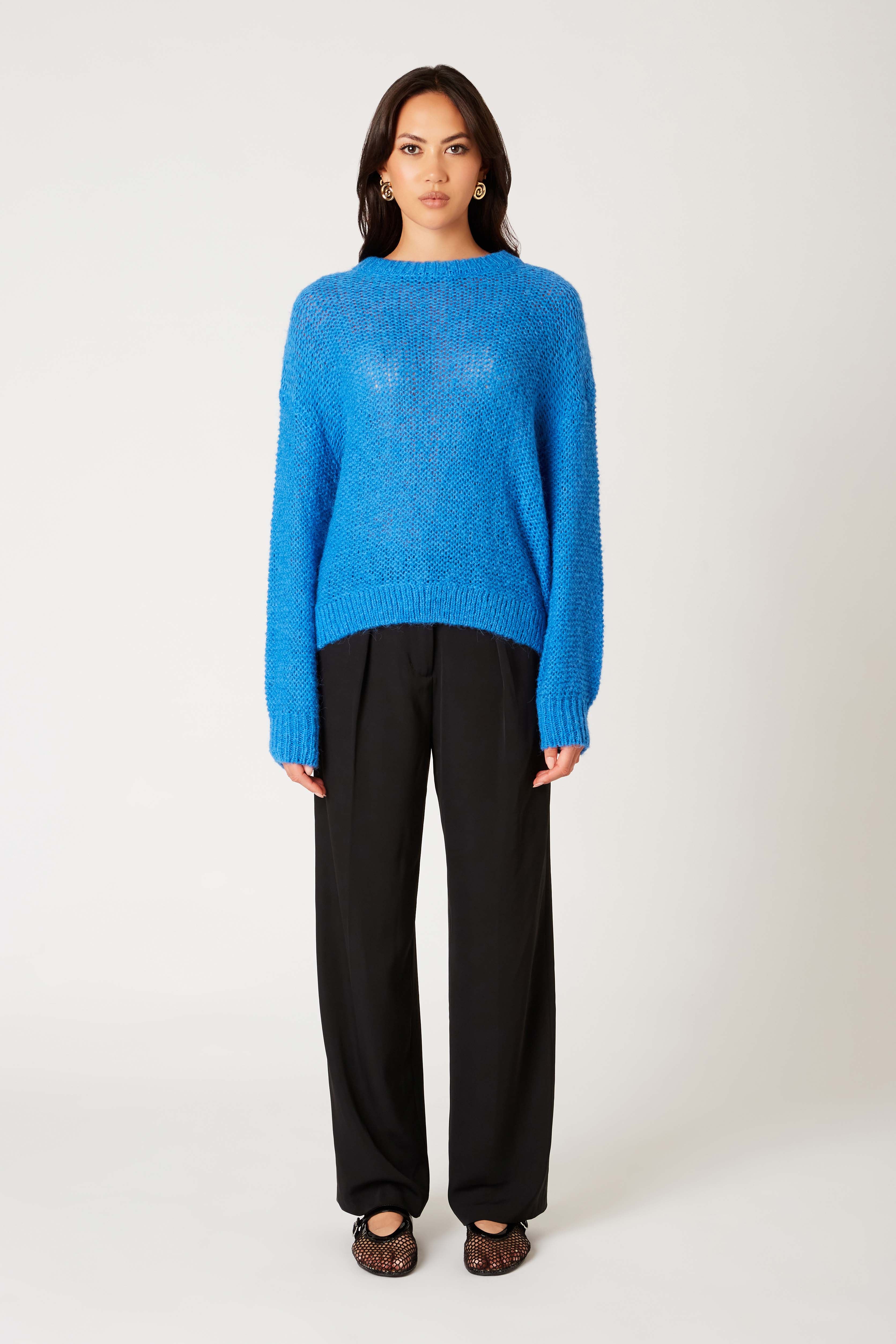 Paolo Sweater in cobalt front view 