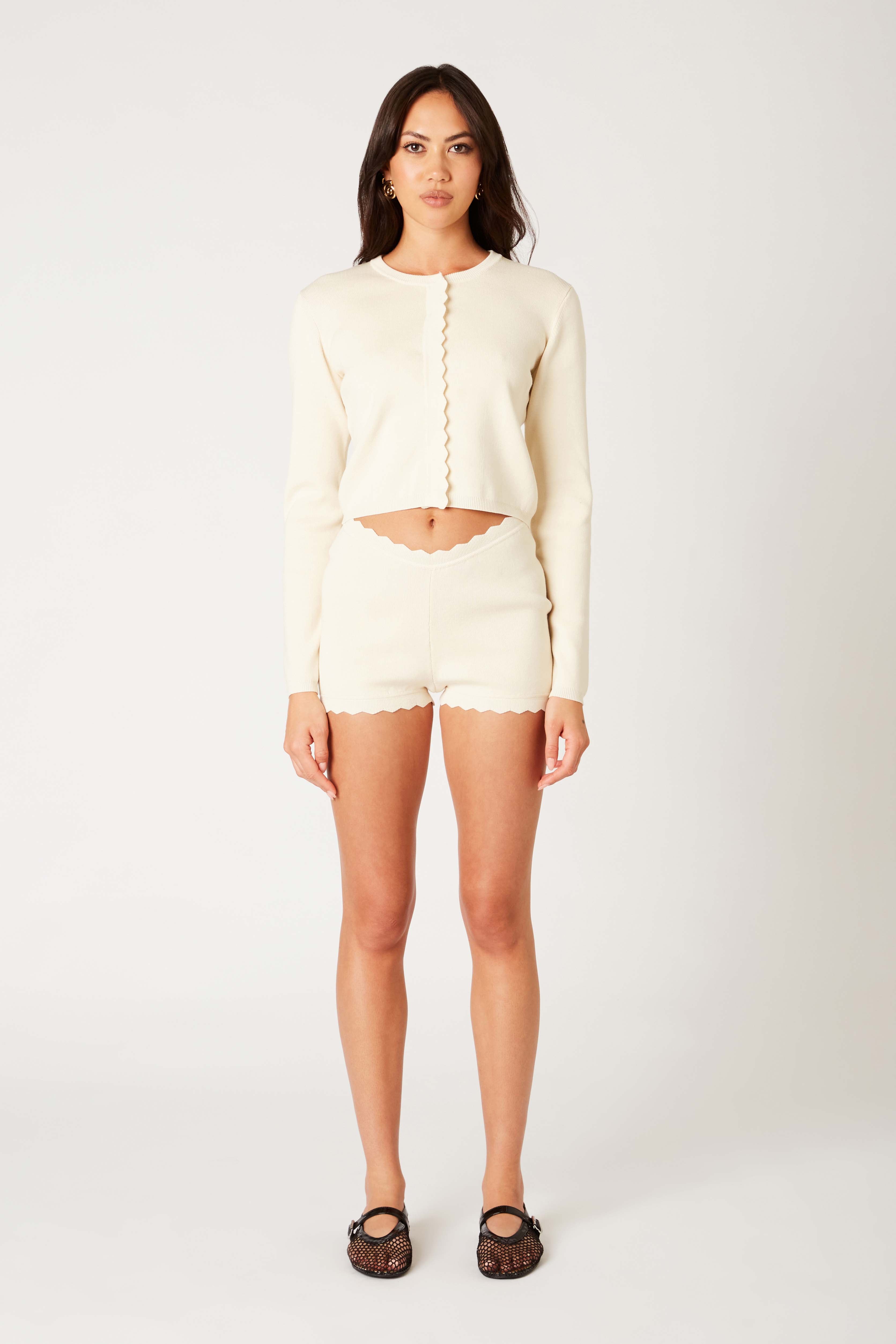Roxie Cardigan in ecru front view