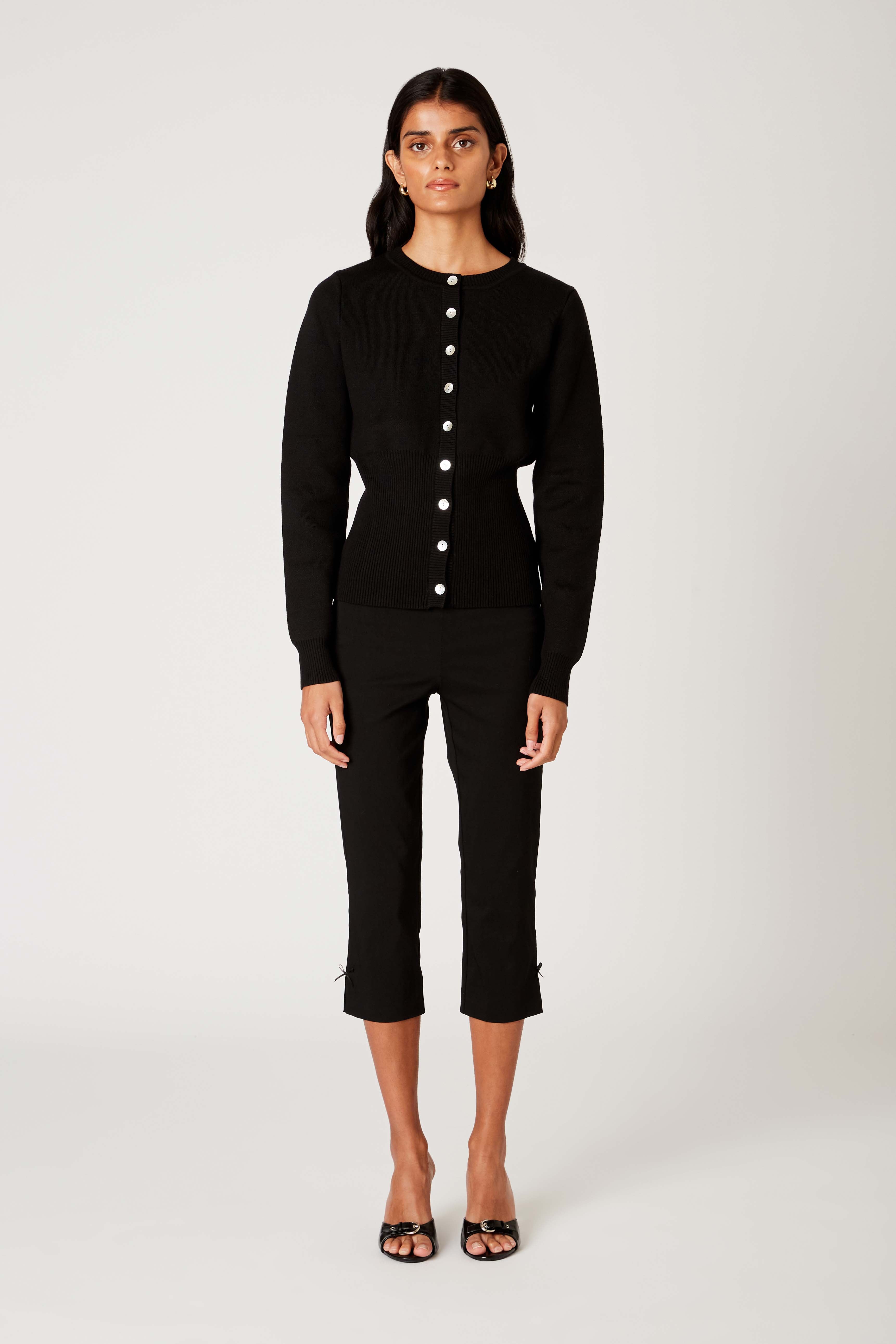 Sophia Cardigan in black front view
