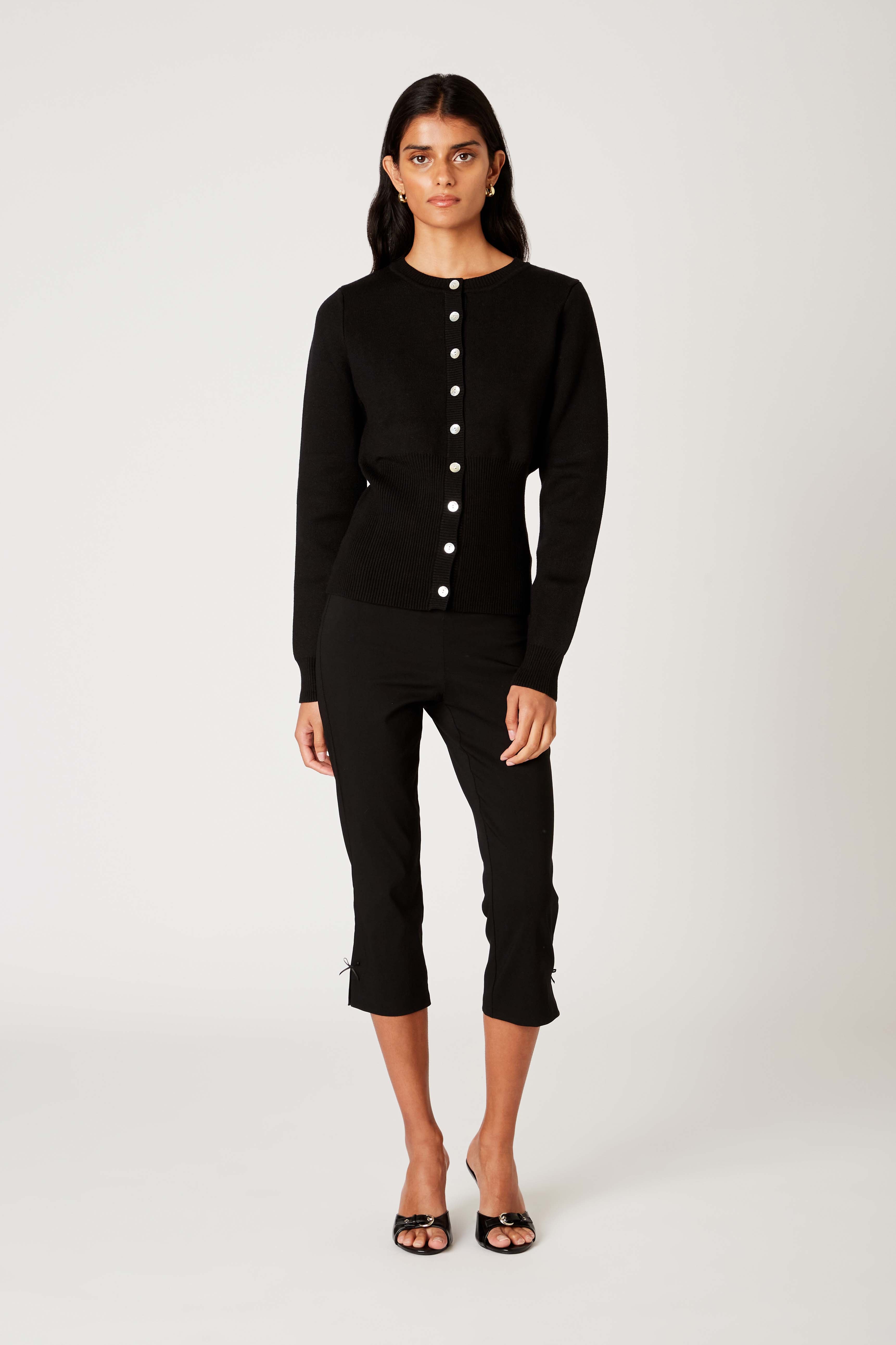 Sophia Cardigan in black front view
