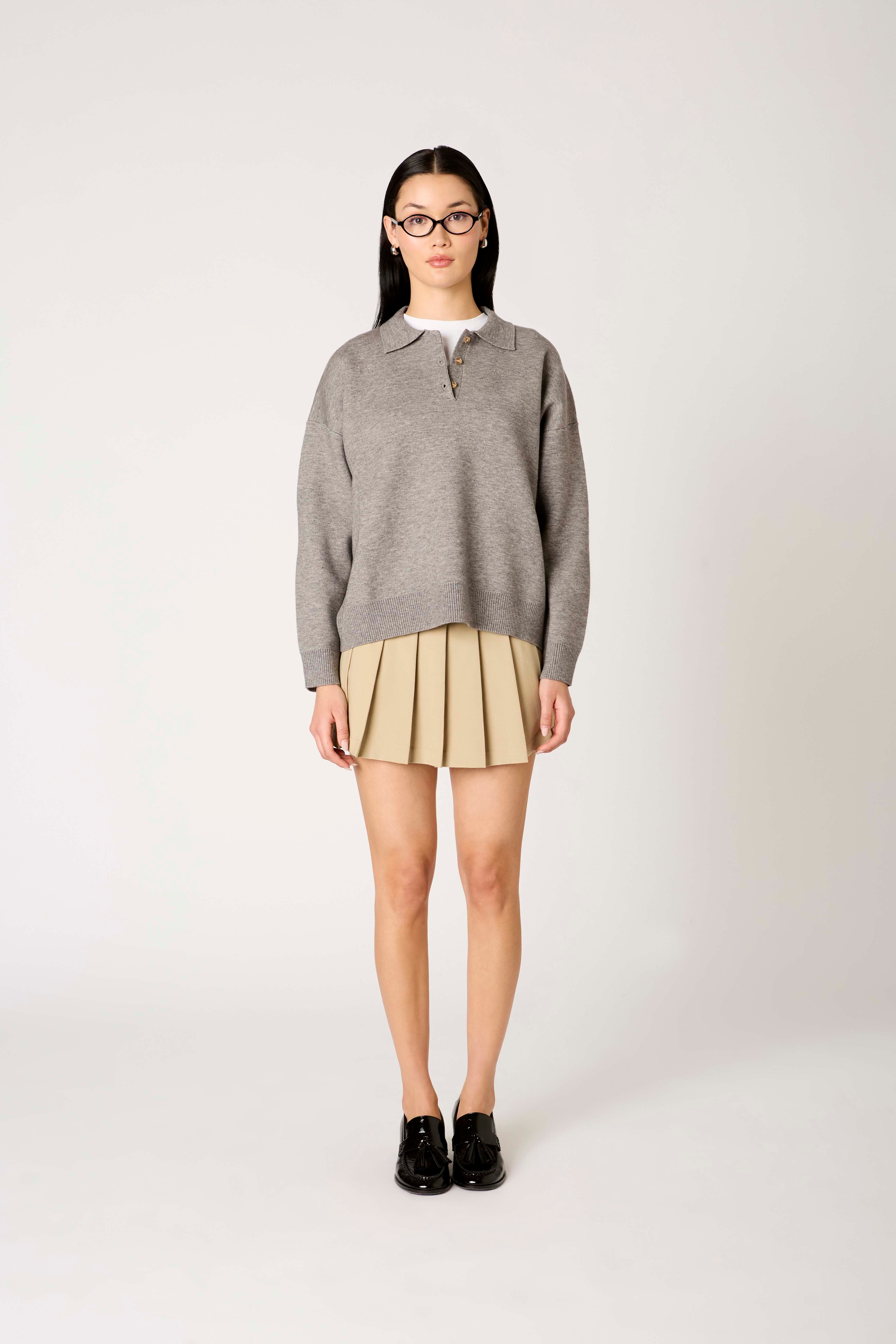 Marlowe Sweater in heather grey front view