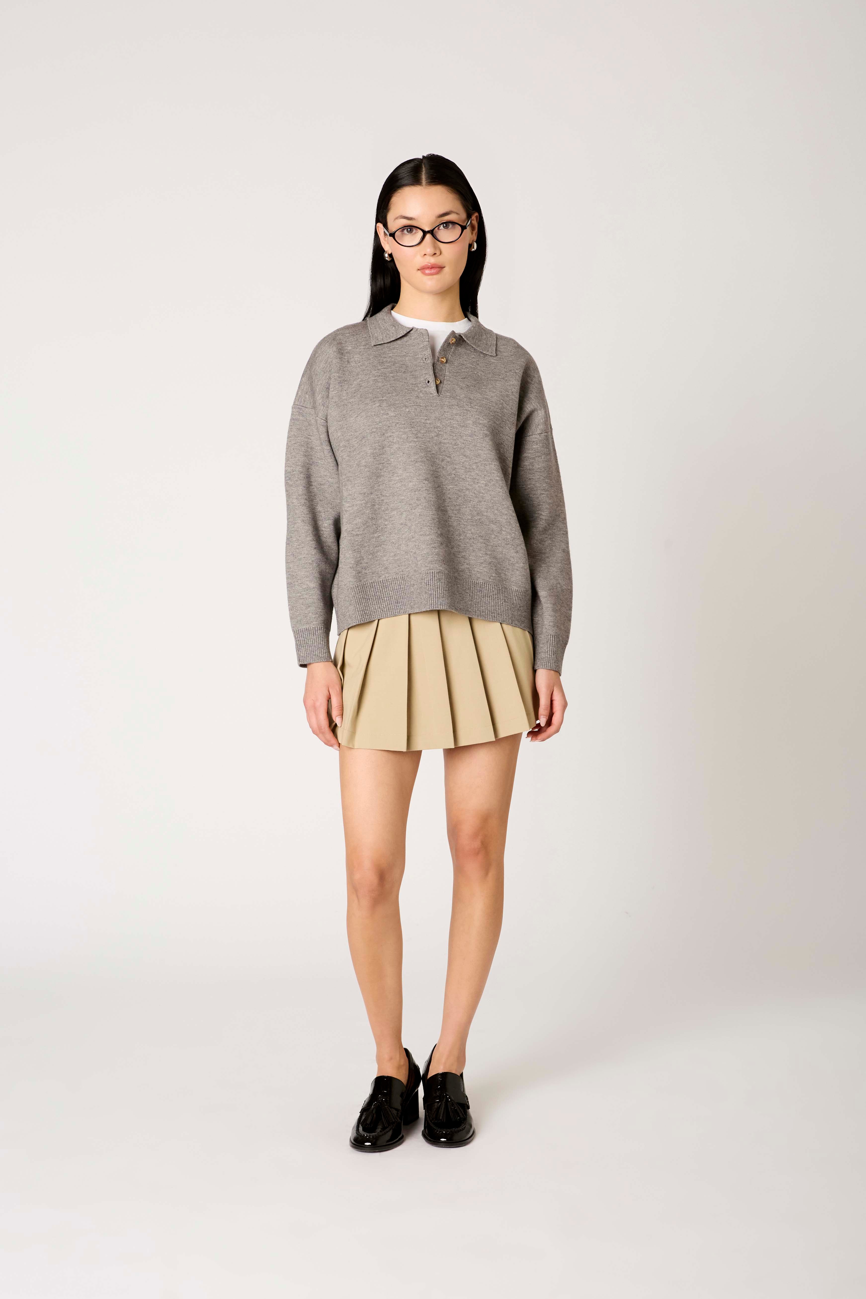 Marlowe Sweater in heather grey front view