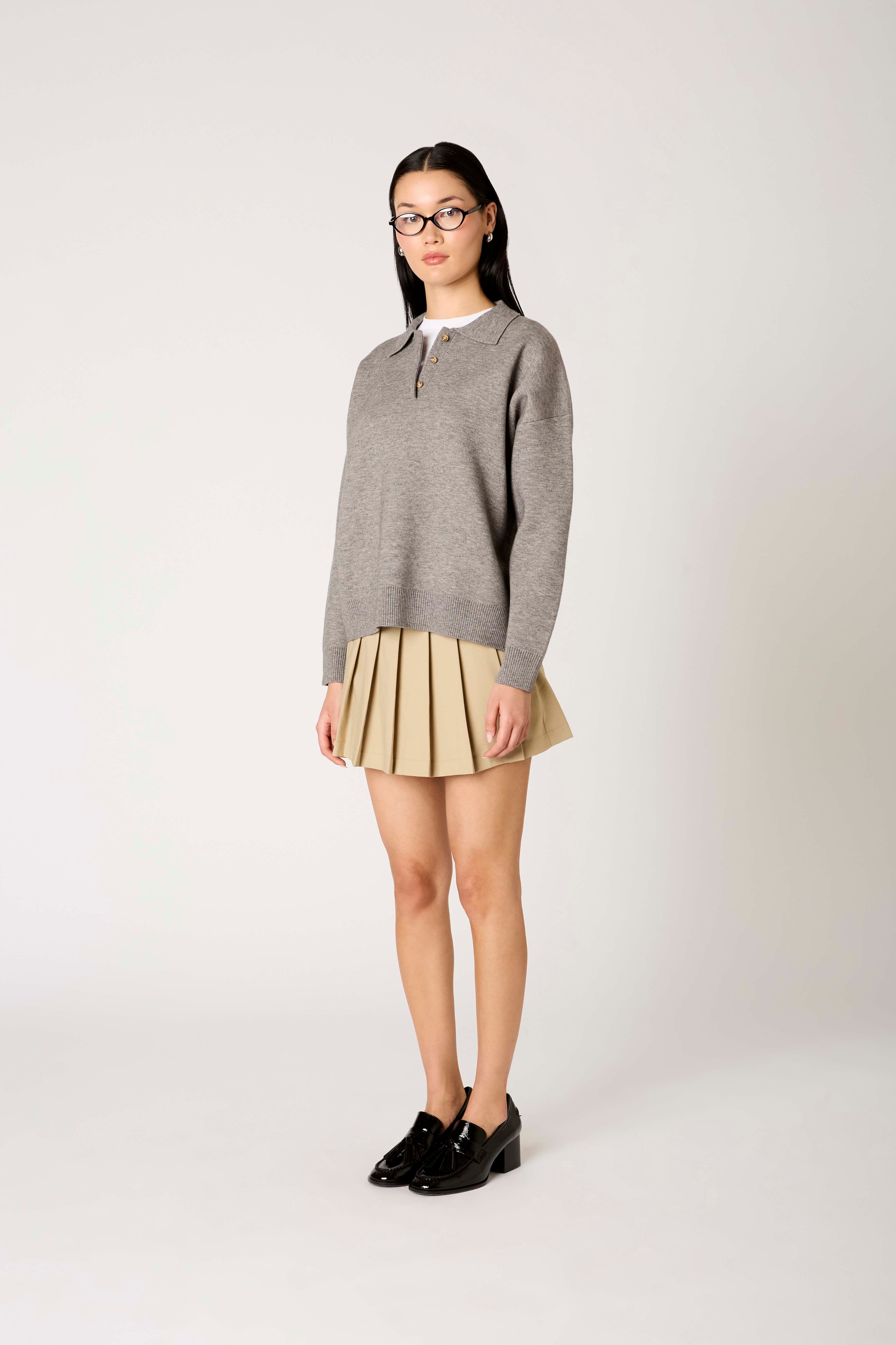 Marlowe Sweater in heather grey side view