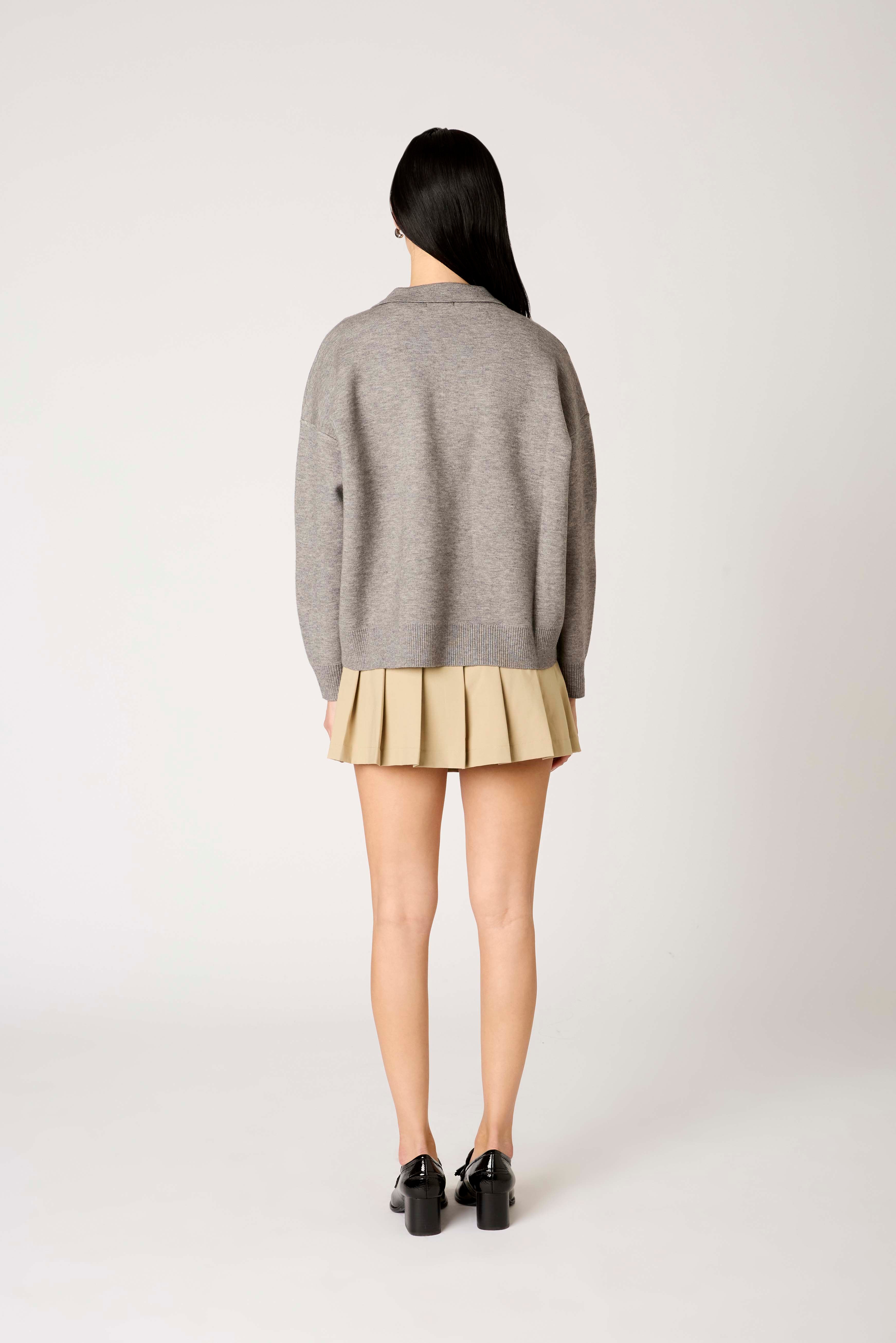 Marlowe Sweater in heather grey back view