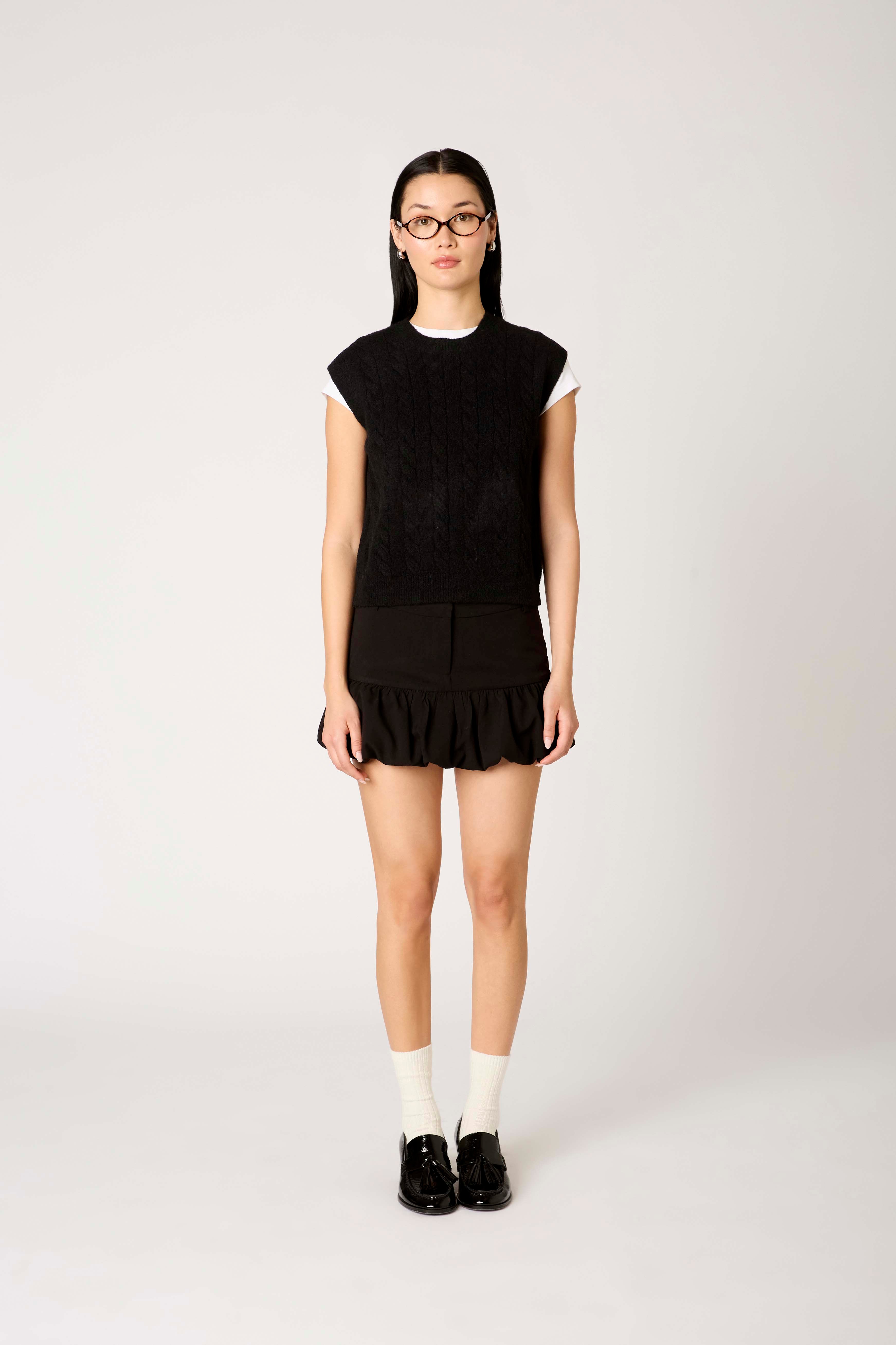 Evie Sweater Vest in black front view