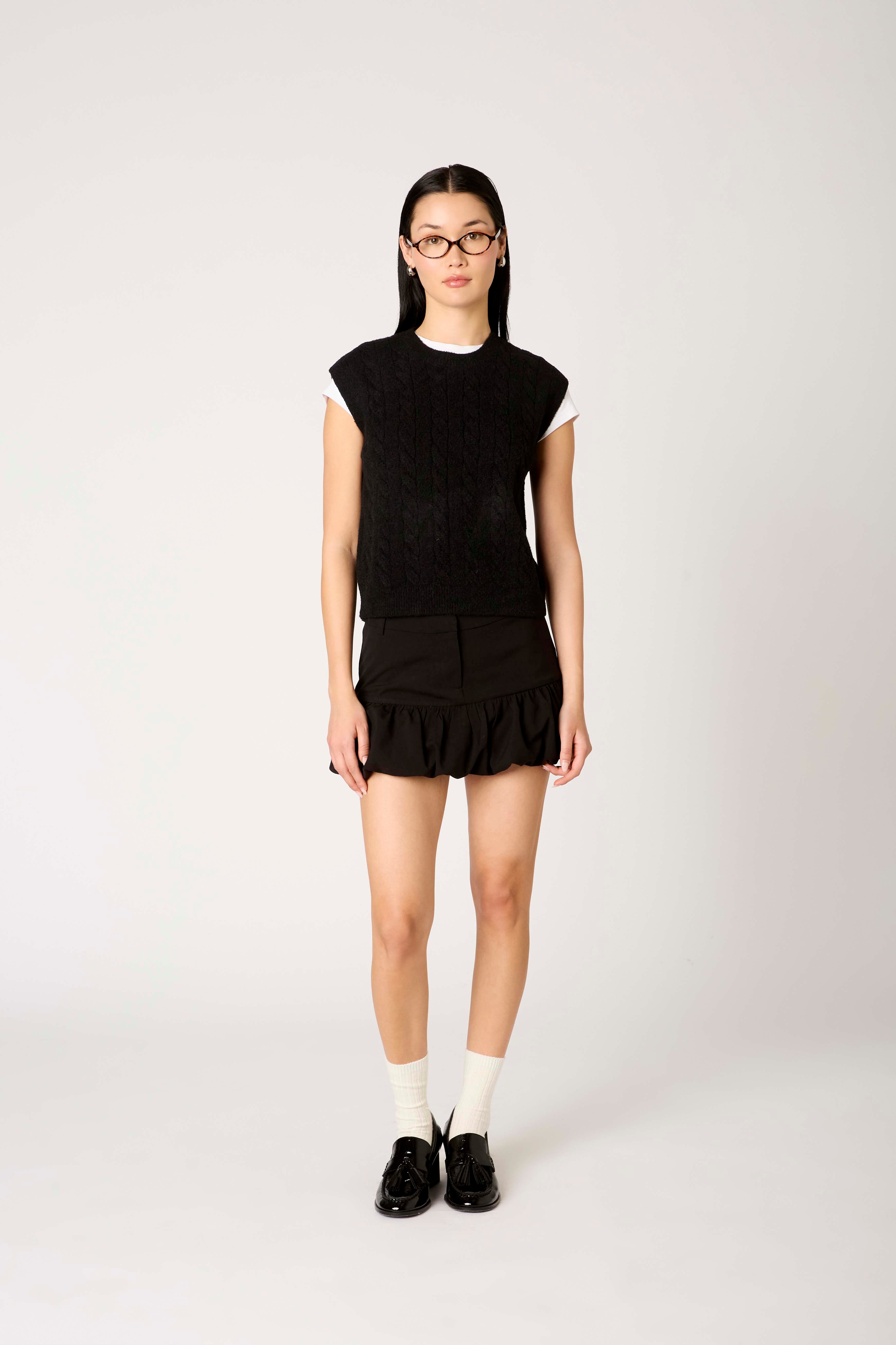 Evie Sweater Vest in black front view