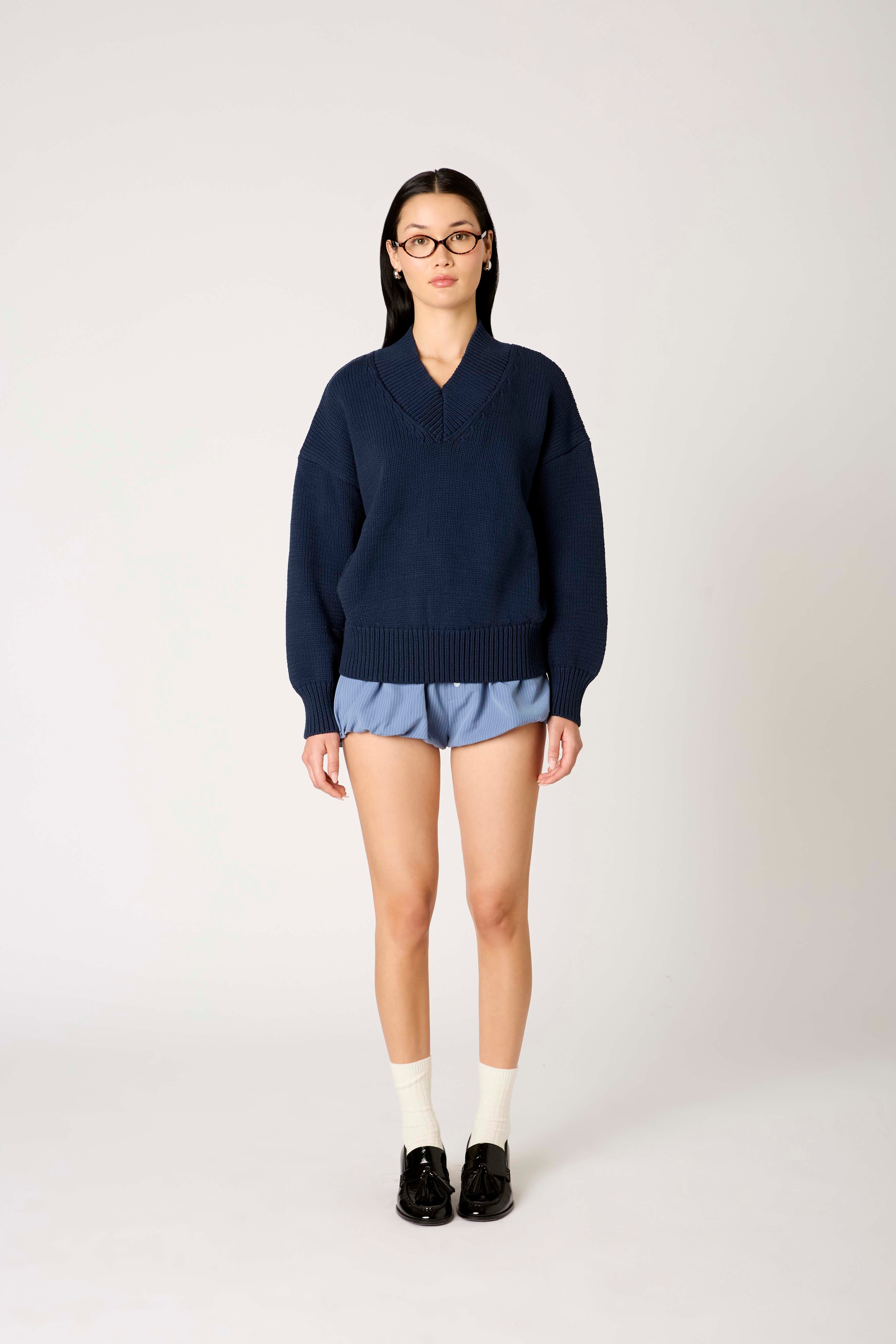 Chia Sweater in navy front view