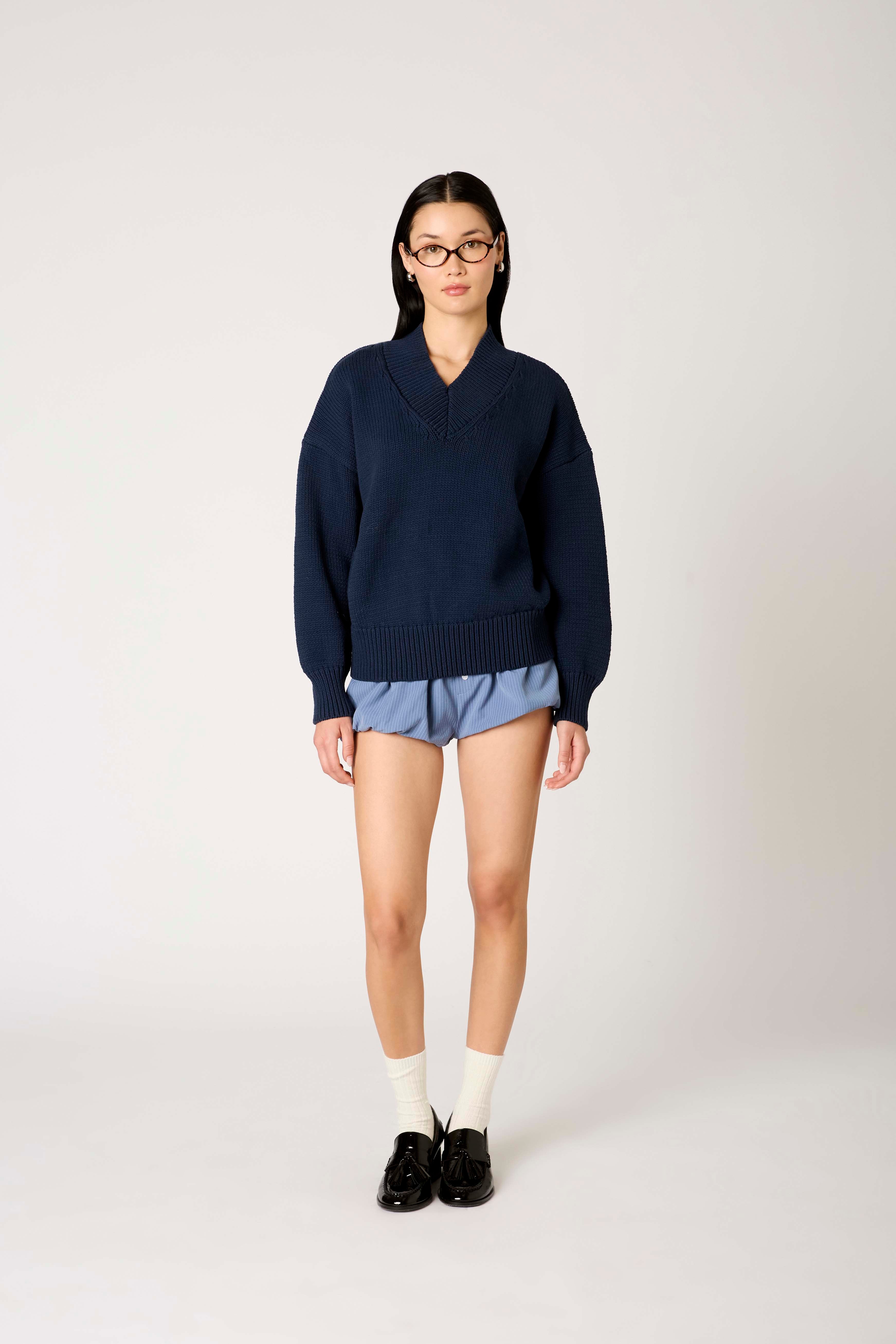 Chia Sweater in navy front view
