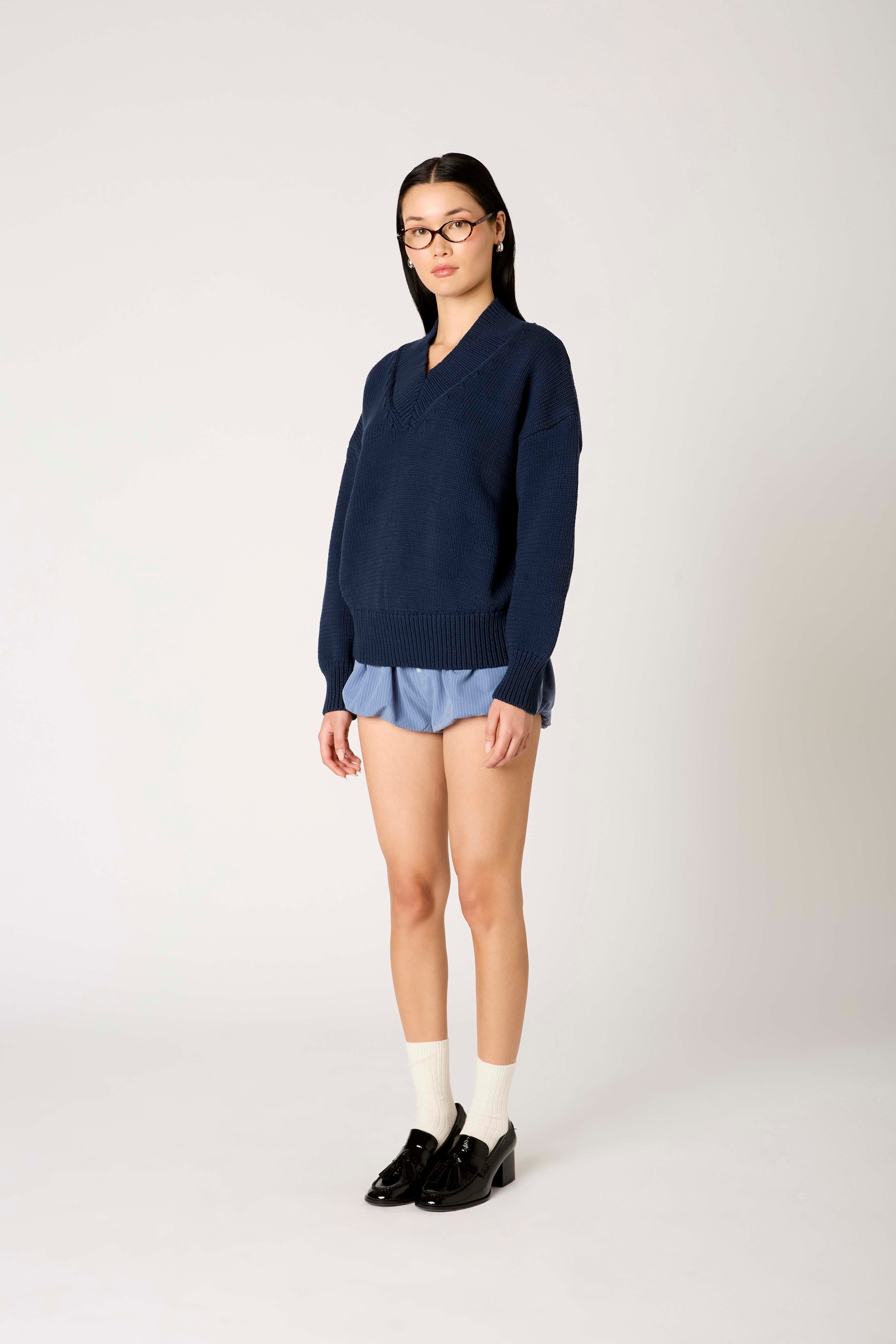 Chia Sweater in navy side view