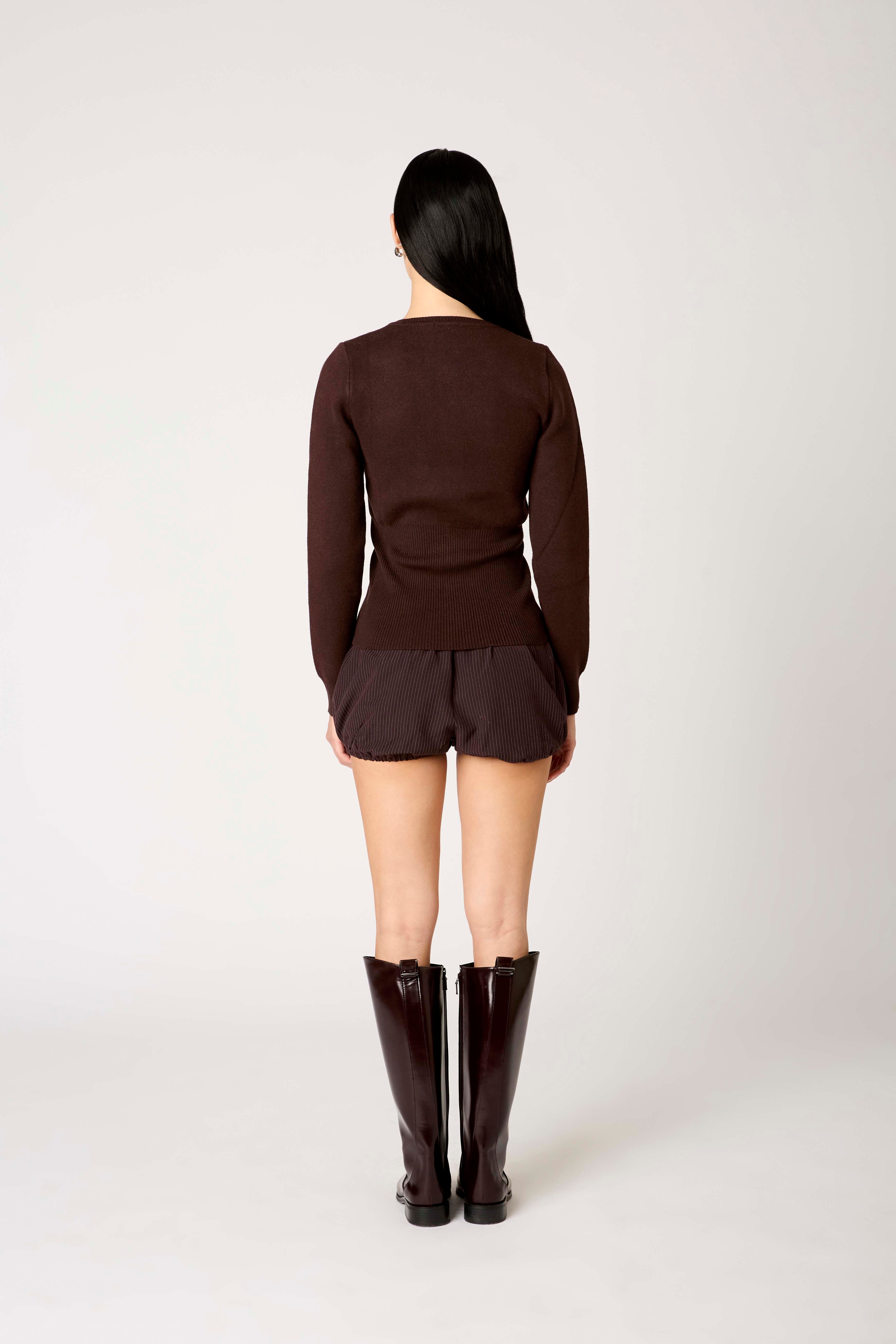 Sophia Cardigan in espresso back view