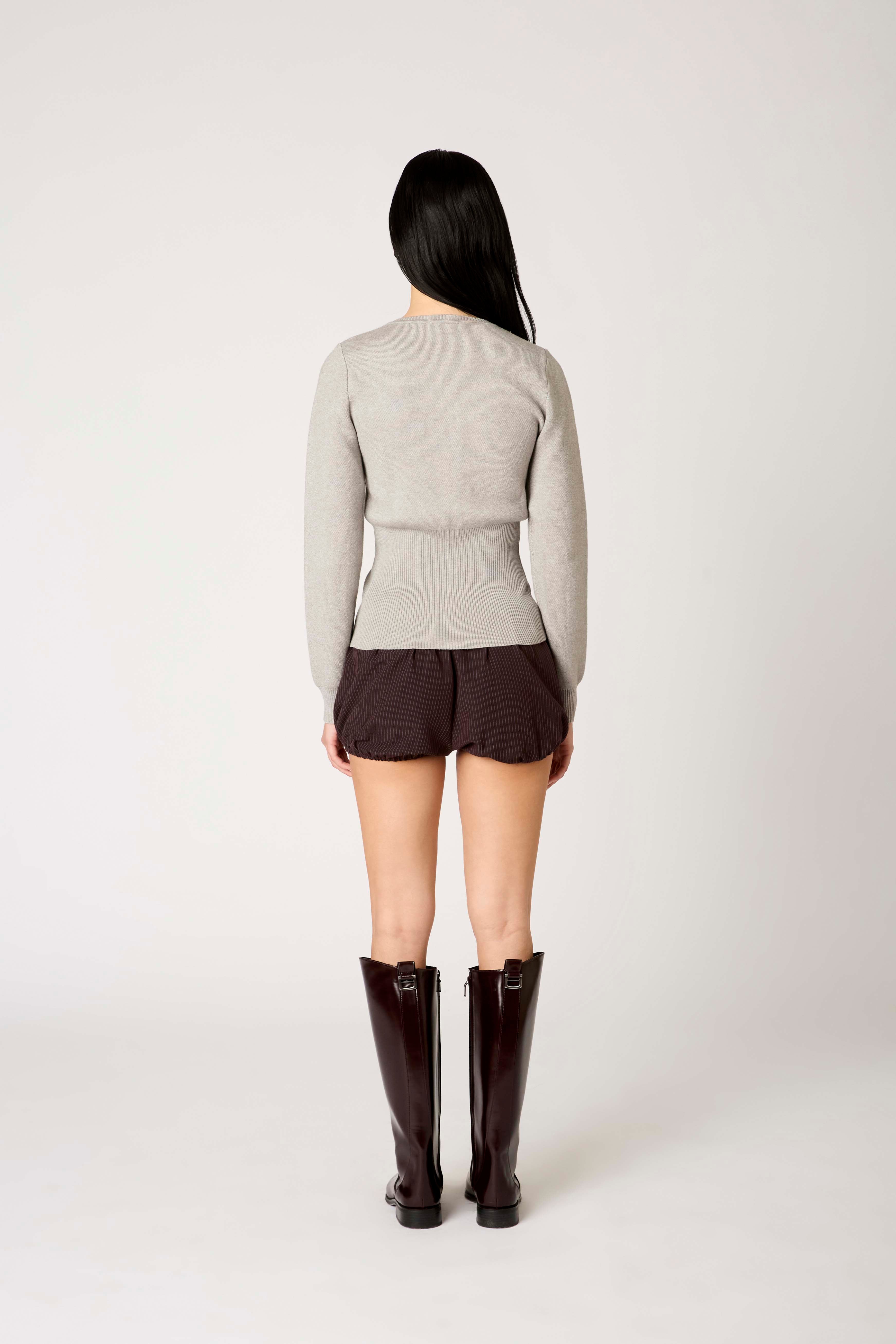 Sophia Cardigan in heather grey back view