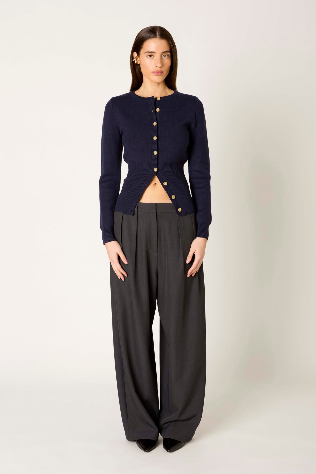 Sophia Cardigan in navy front view