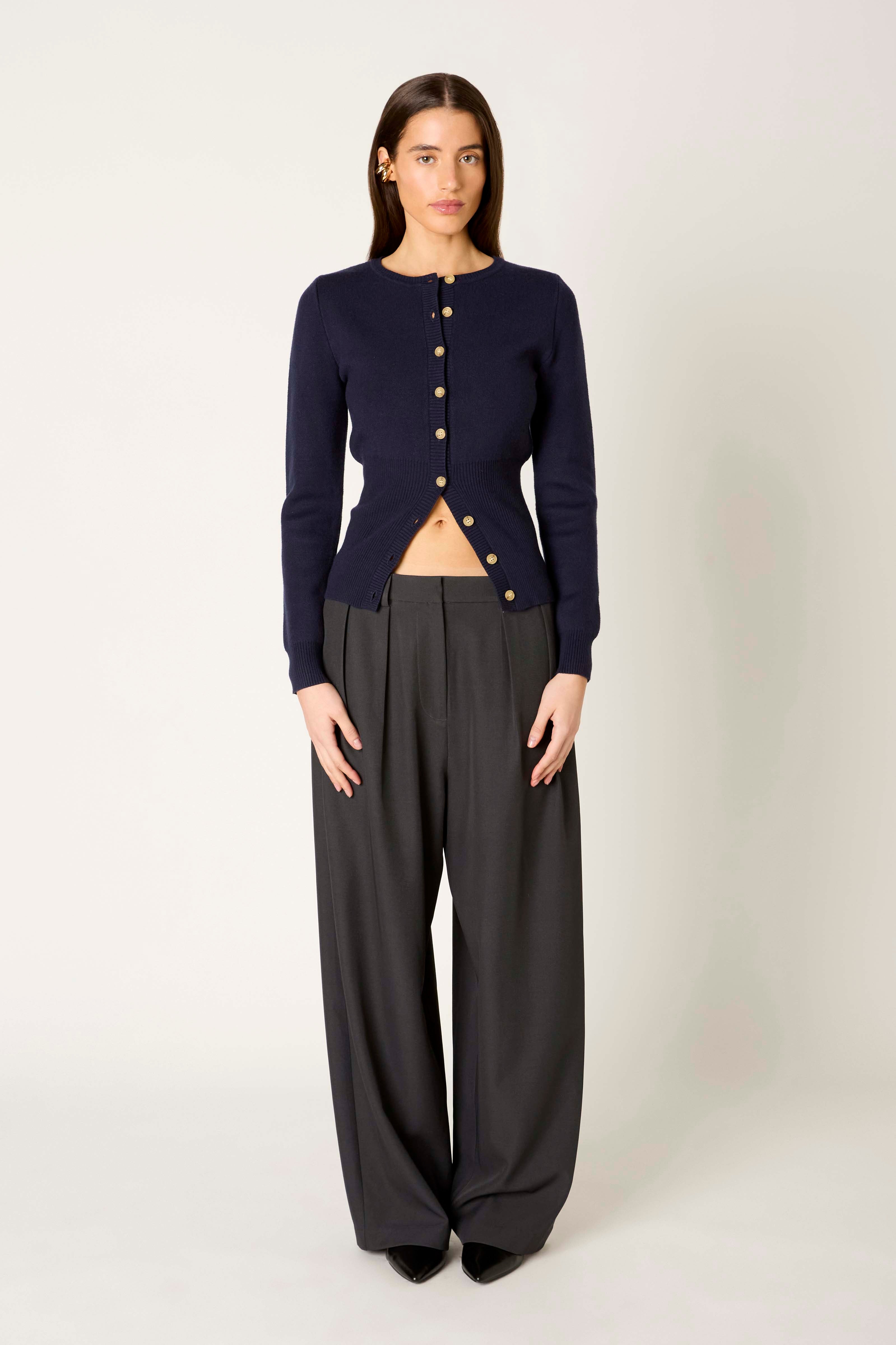 Sophia Cardigan in navy front view