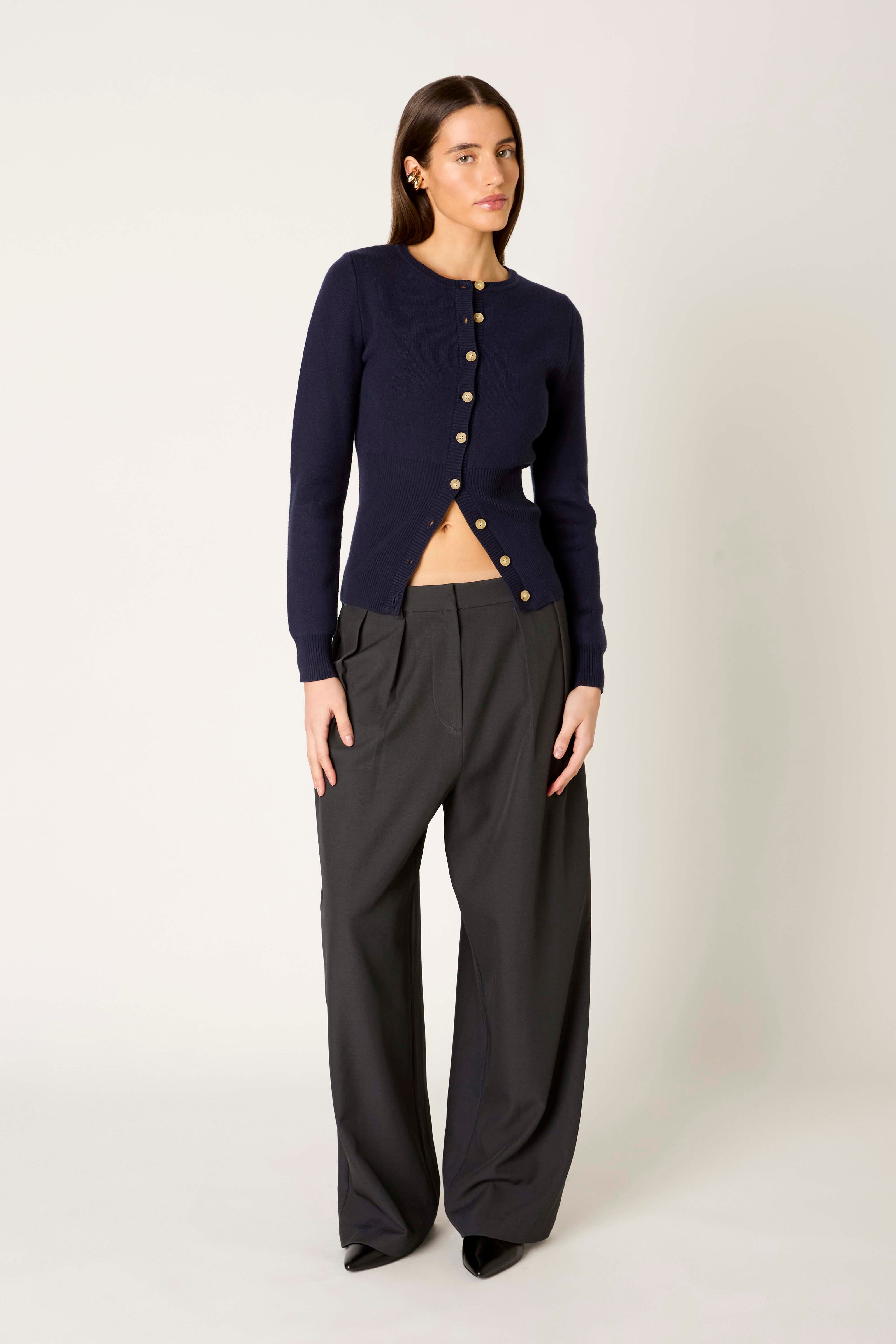 Sophia Cardigan in navy front view