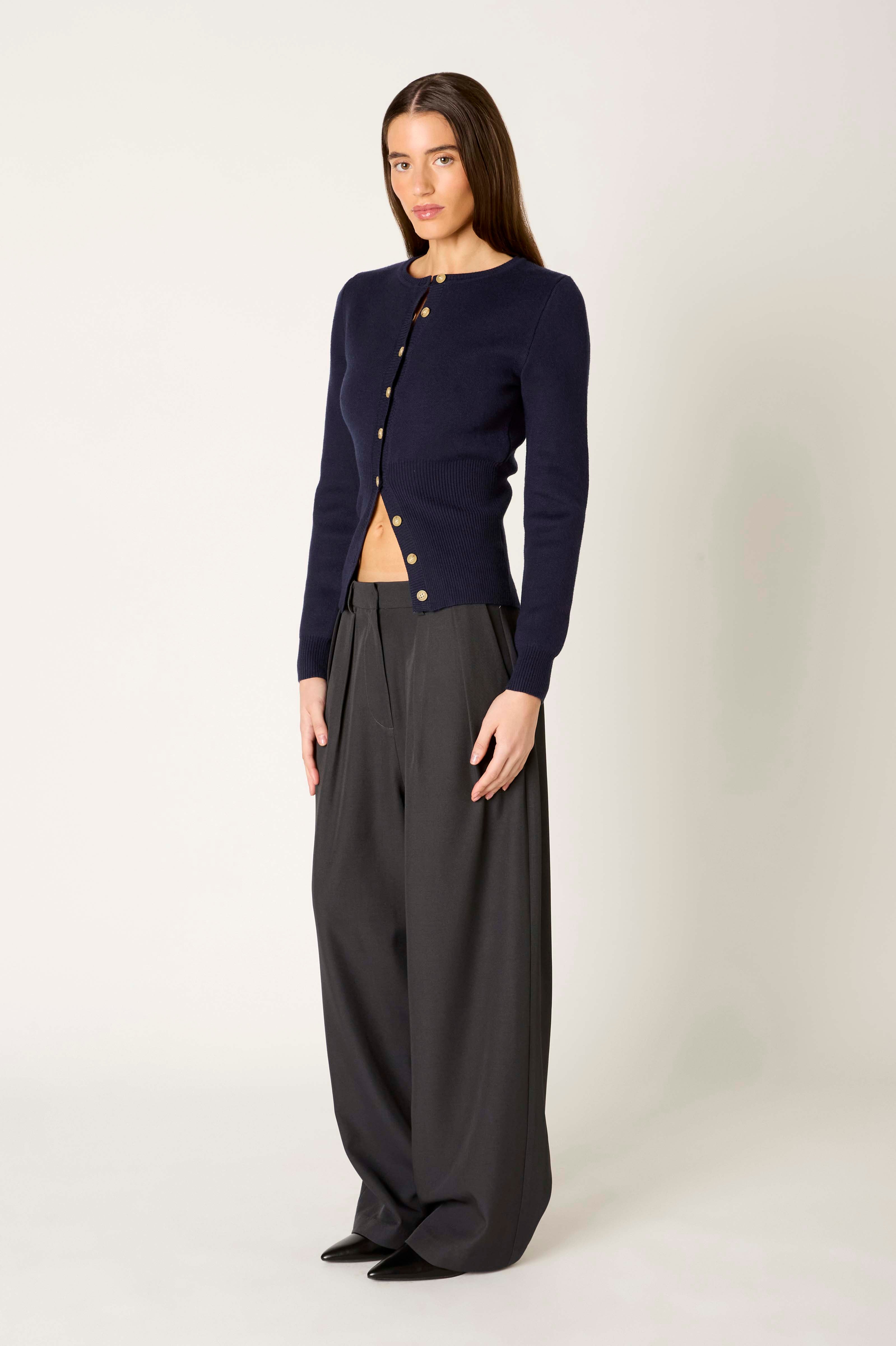 Sophia Cardigan in navy side view