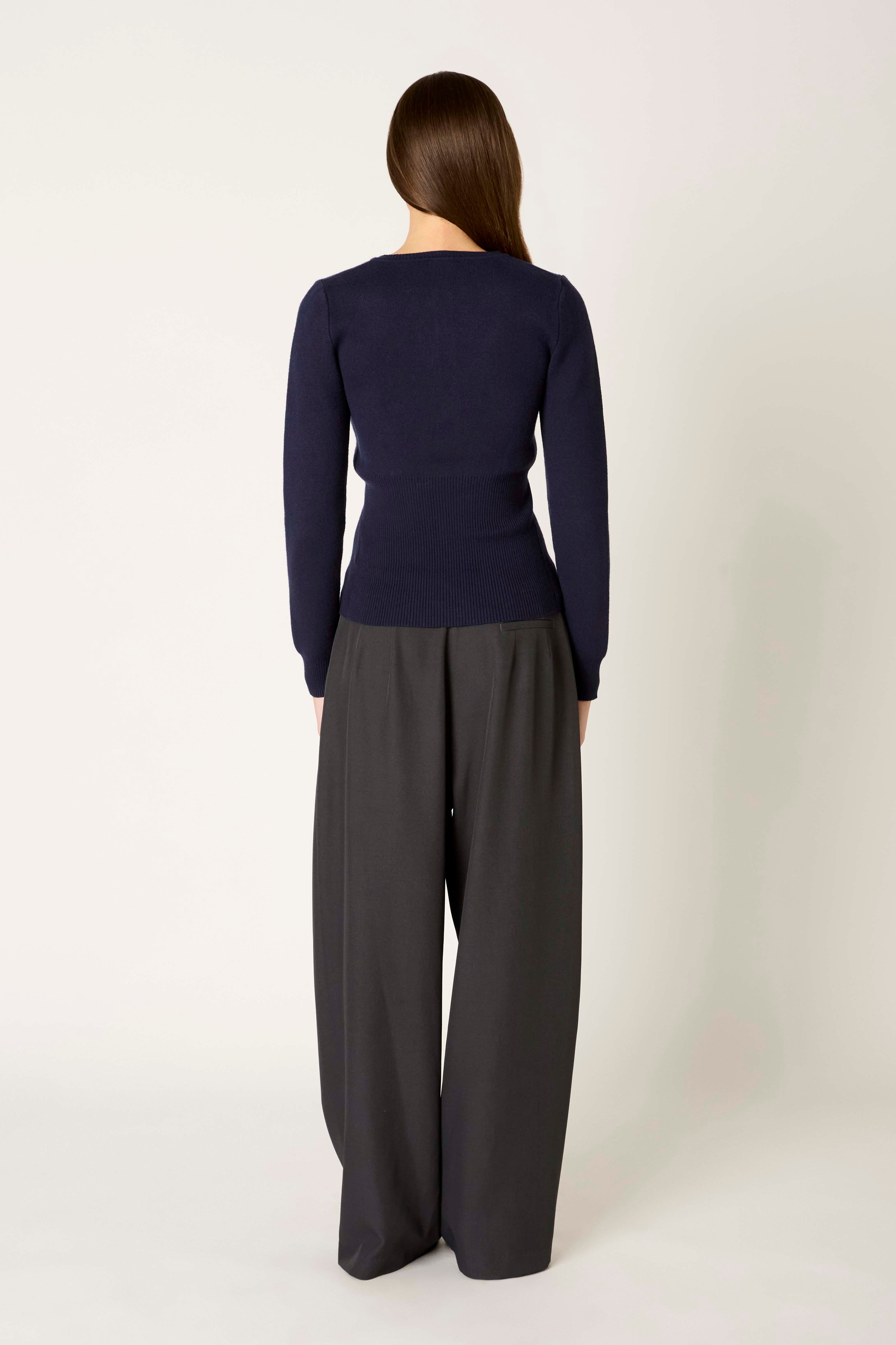 Sophia Cardigan in navy back view
