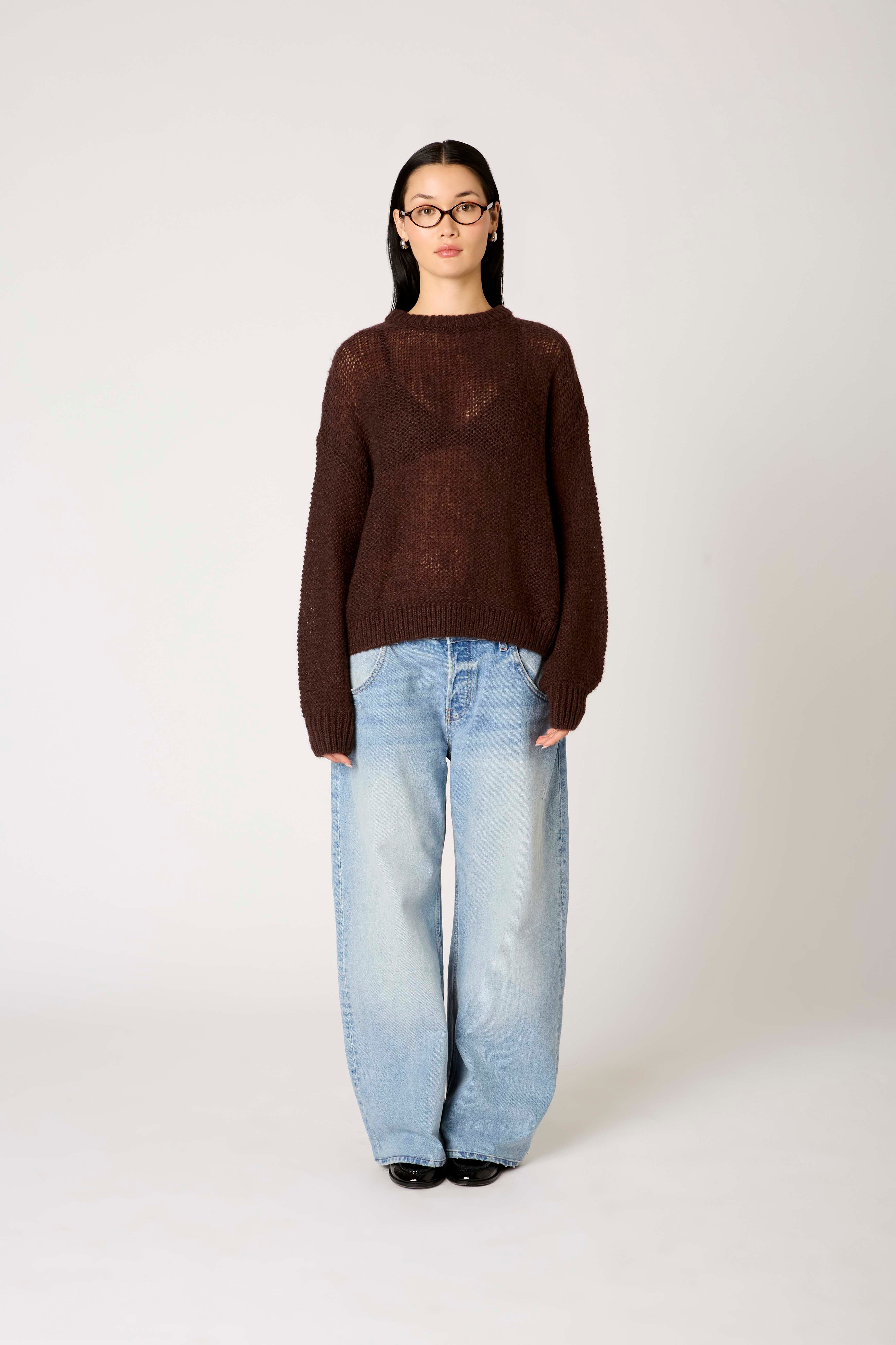 Pablo Sweater in chocolate front view