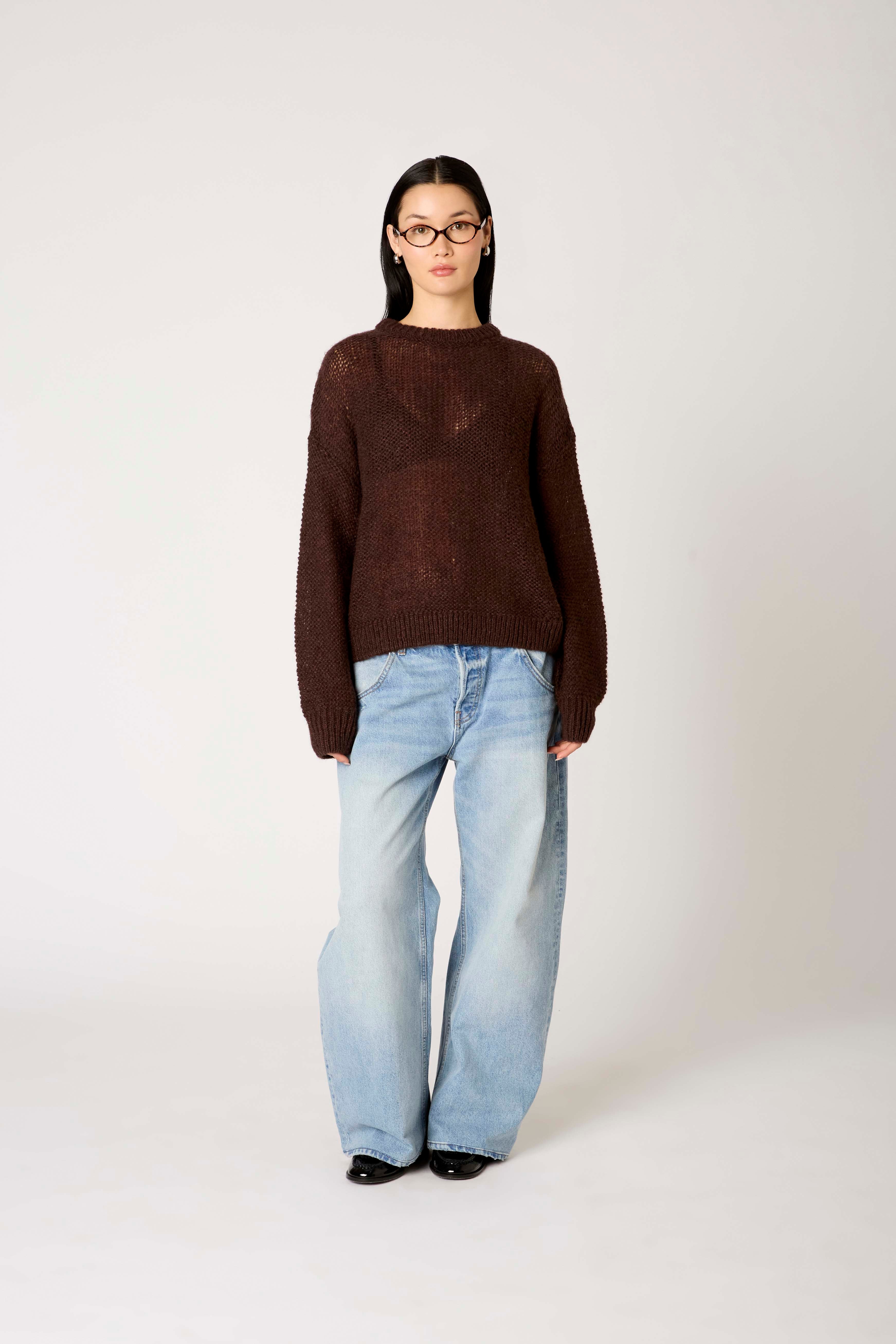 Pablo Sweater in chocolate front view