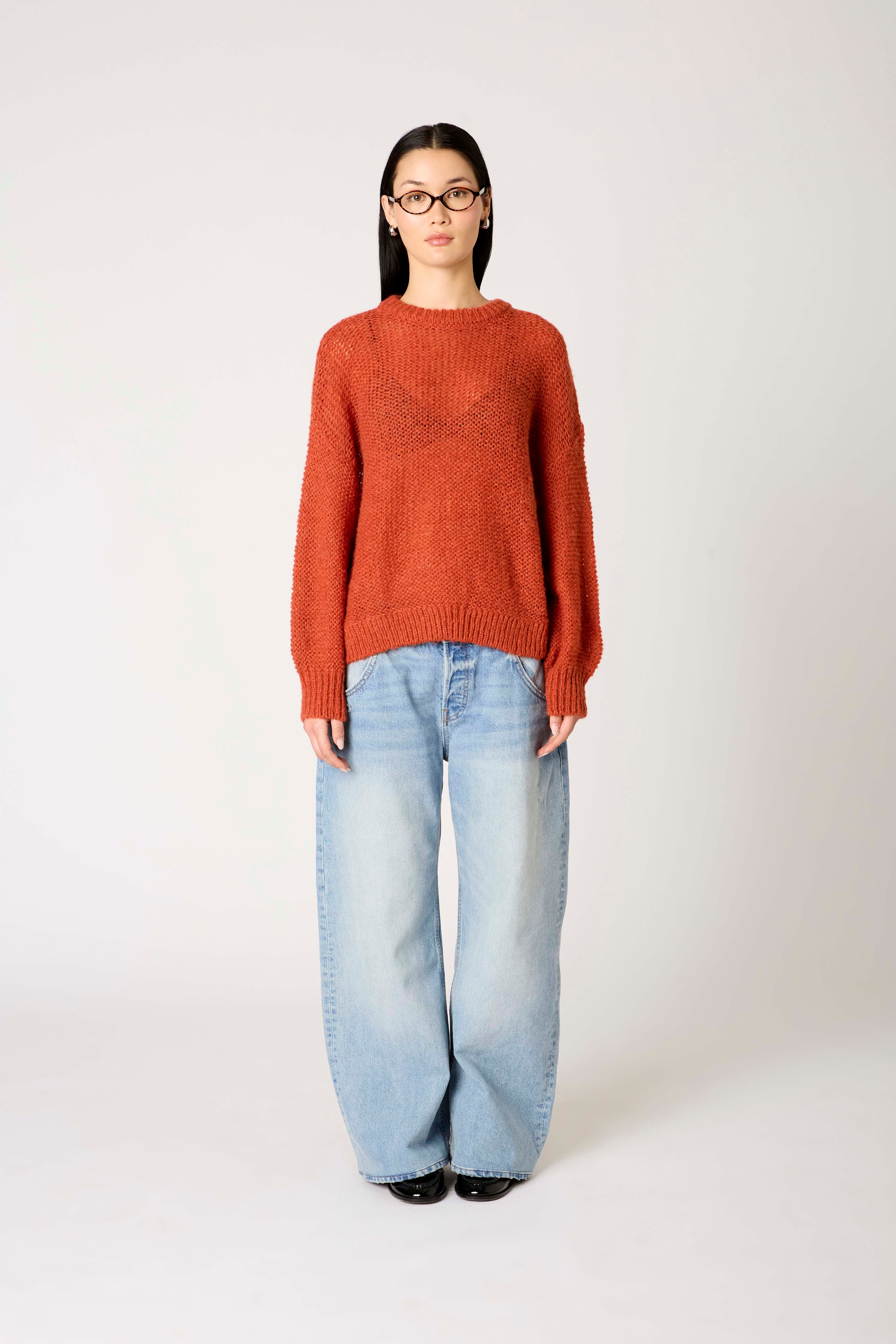 Pablo Sweater in rust front view