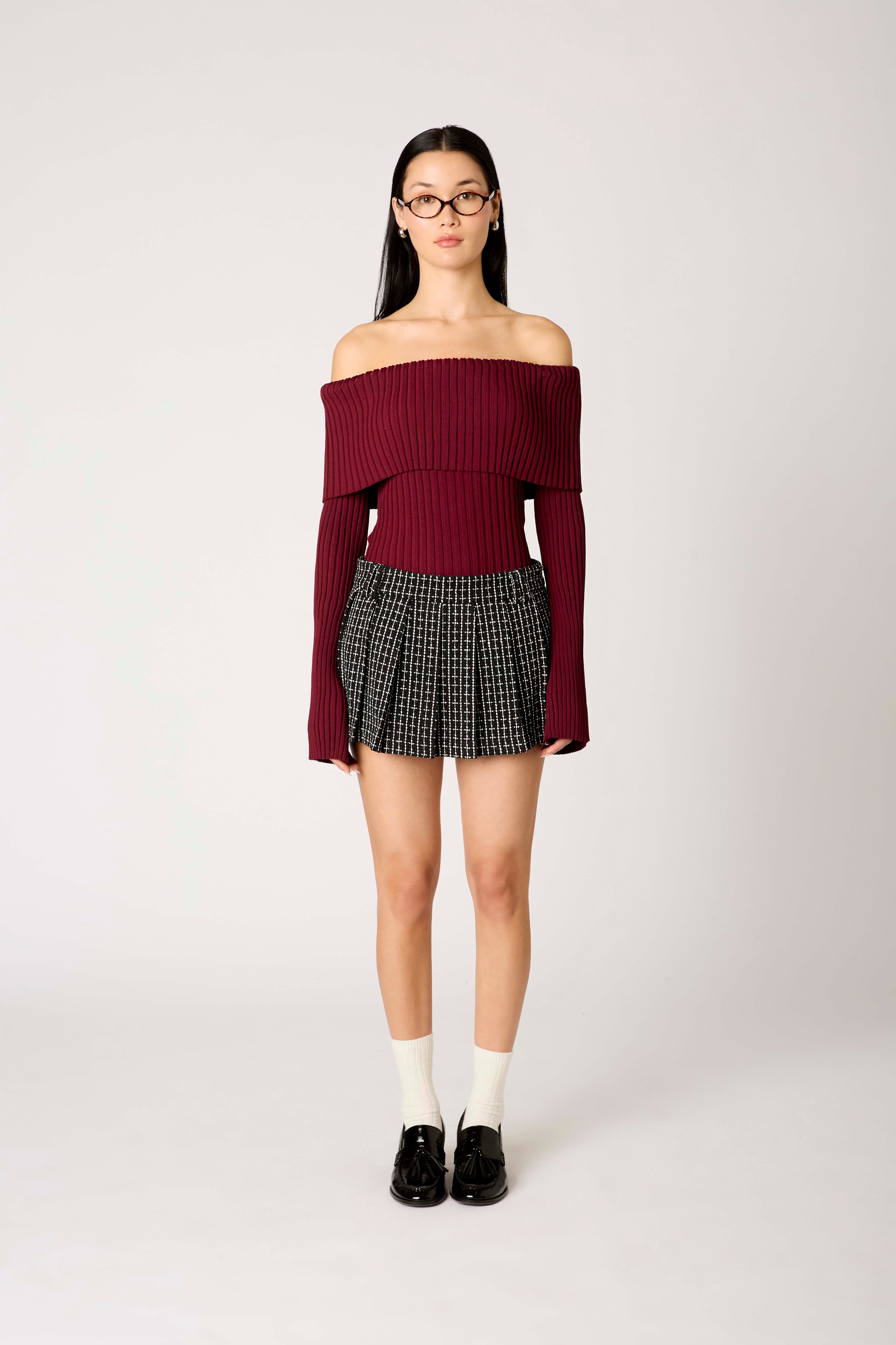 Saffron Sweater in chianti front view