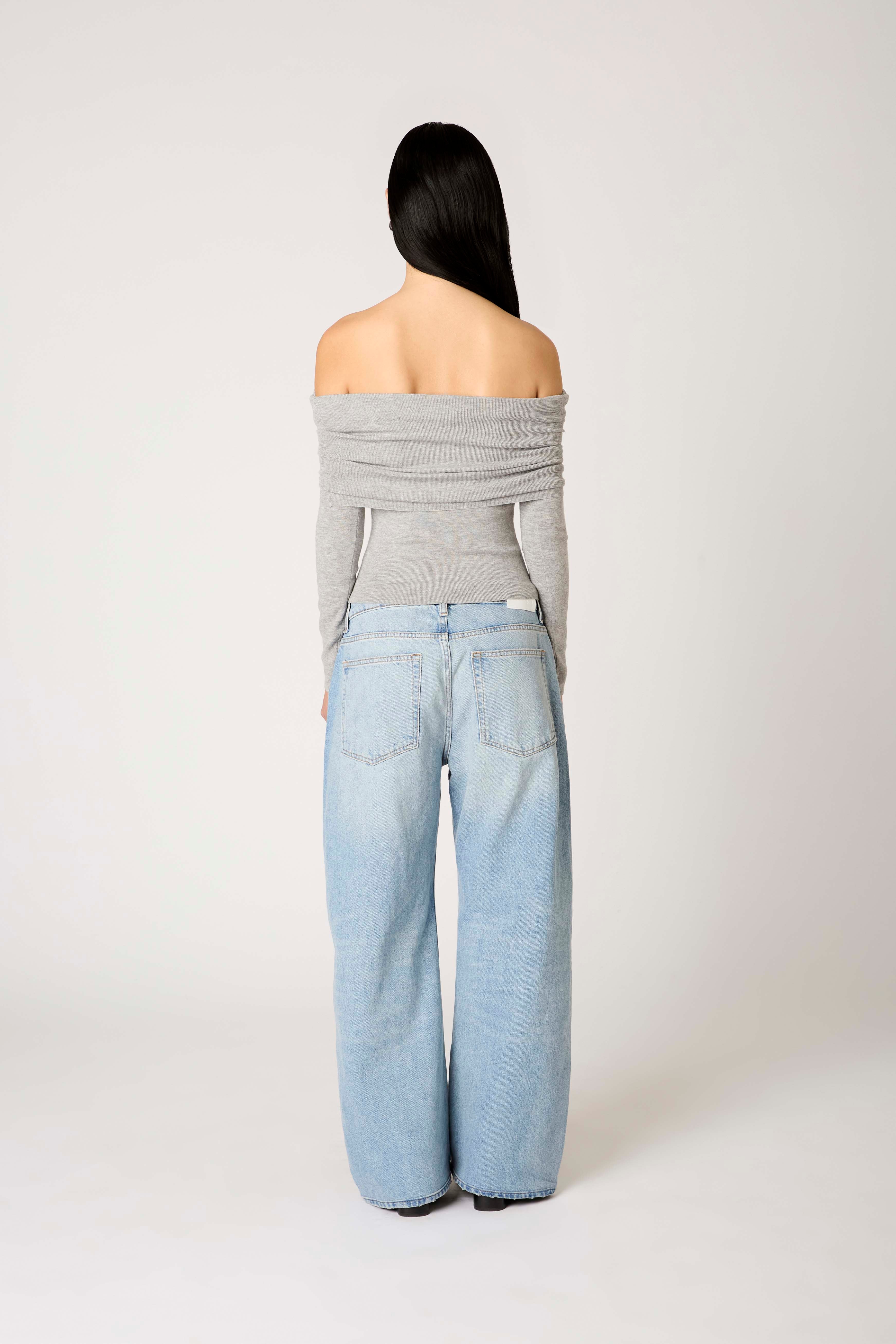 Islay Sweater in heather grey back view