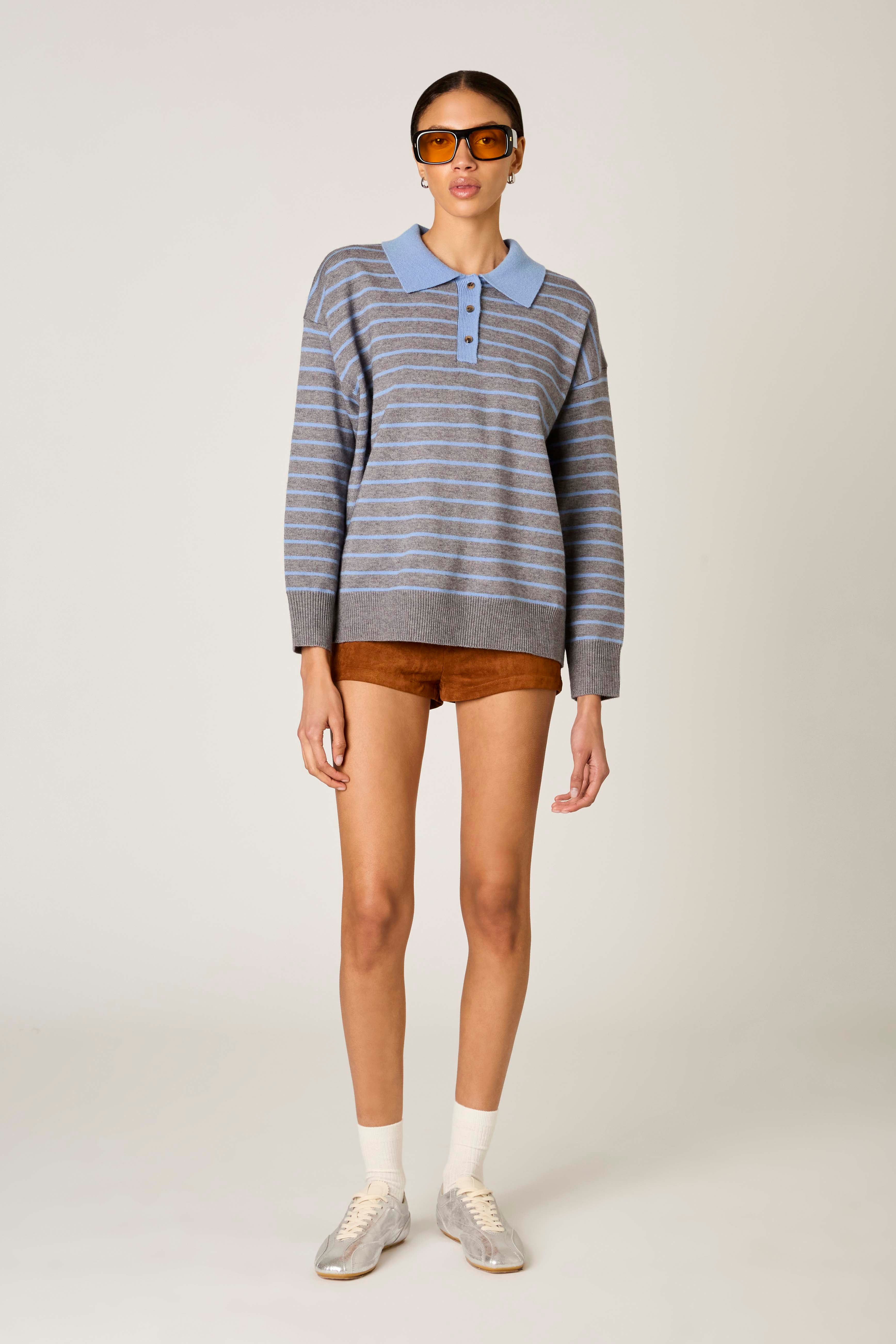 Alameda Sweater in heather grey front view