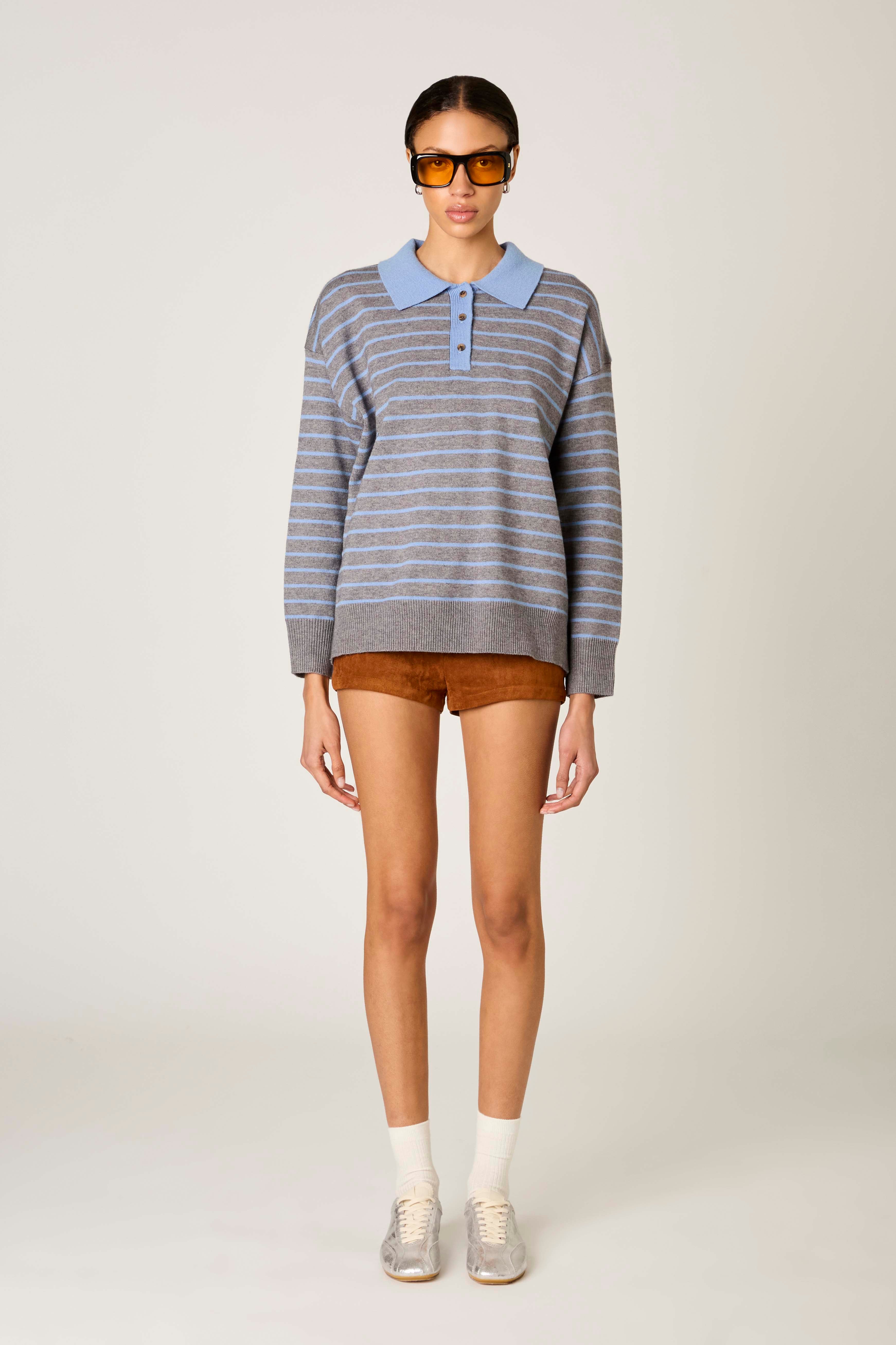 Alameda Sweater in heather grey front view