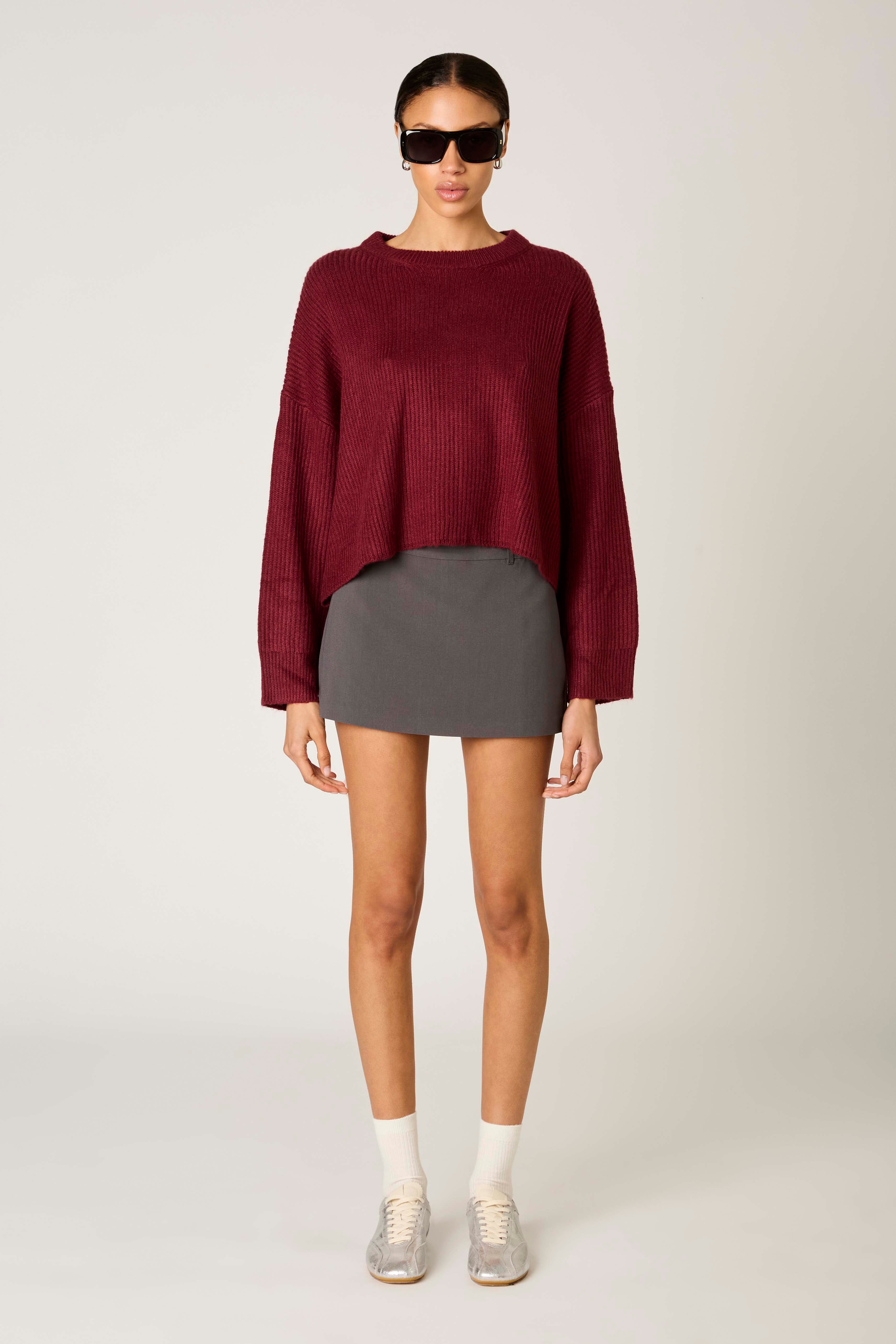 Ariana Sweater in pinot front view