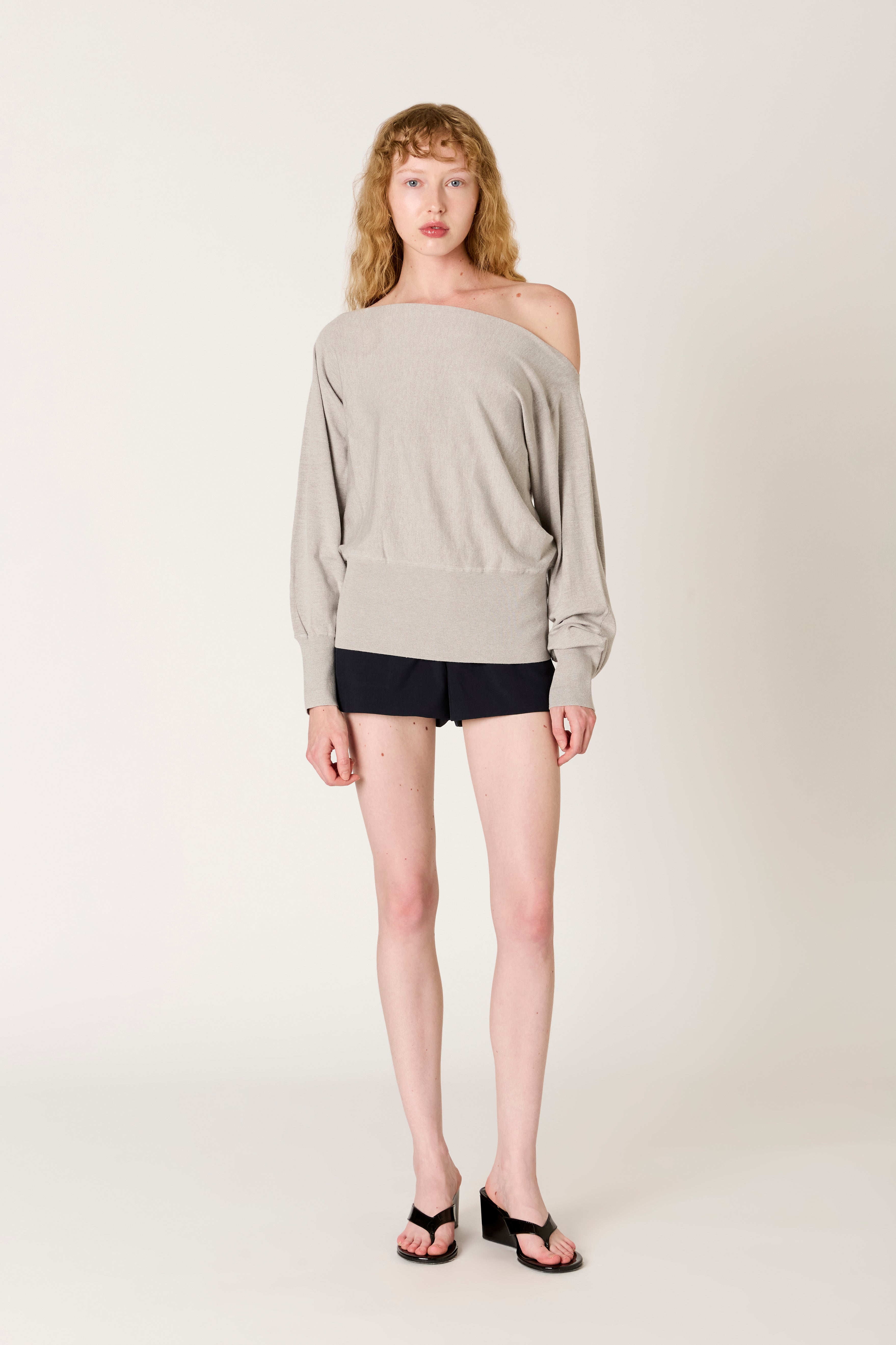 Sabina Sweater in heather grey front view